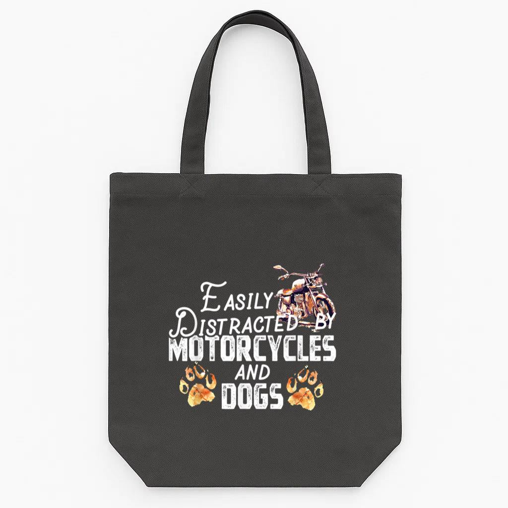 Easily Distracted By Motorcycles And Dogs Tote Canvas Bag image 0