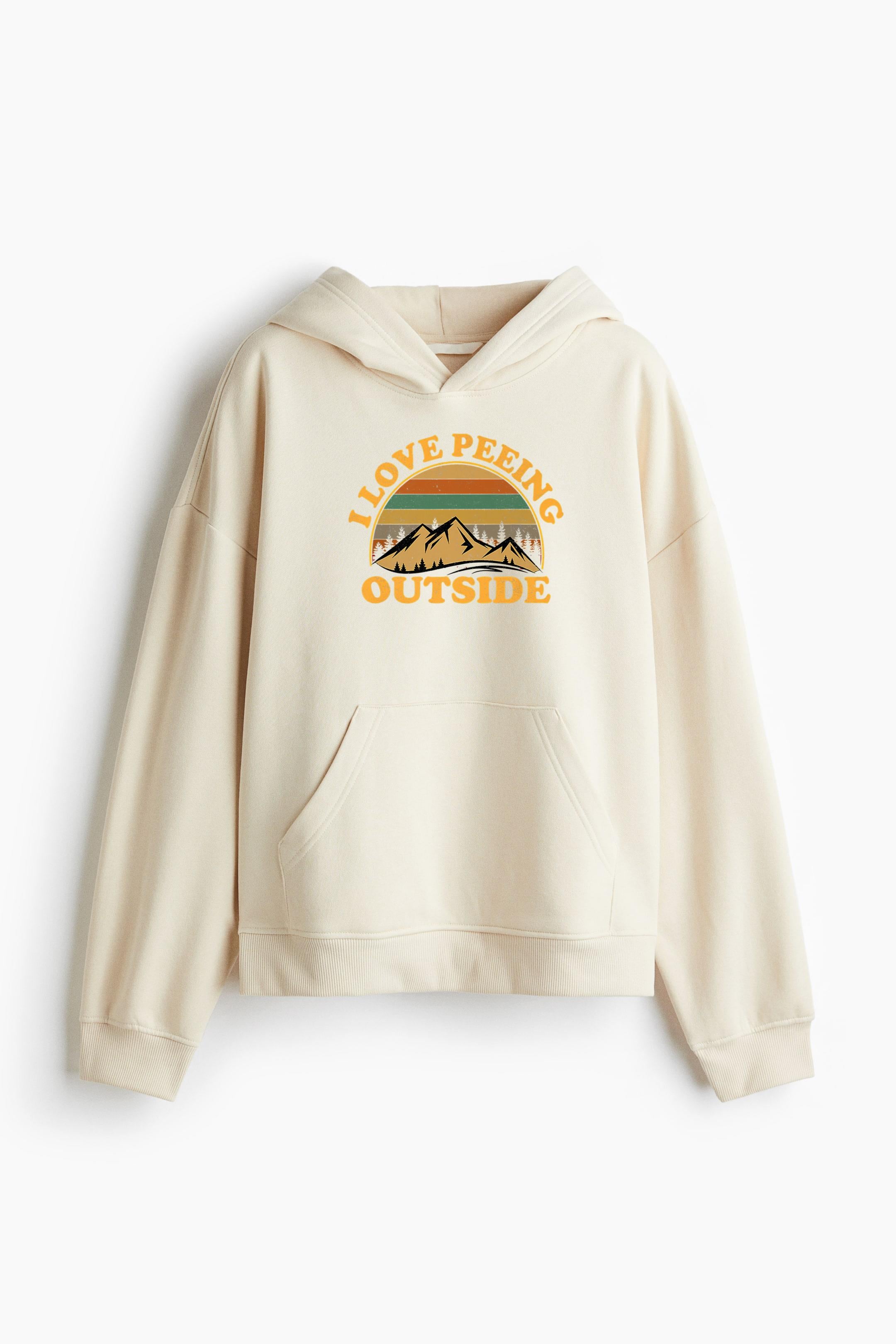 I Love Peeing Outside Camping Hiking Loose-Fit Printed Hoodie image 0