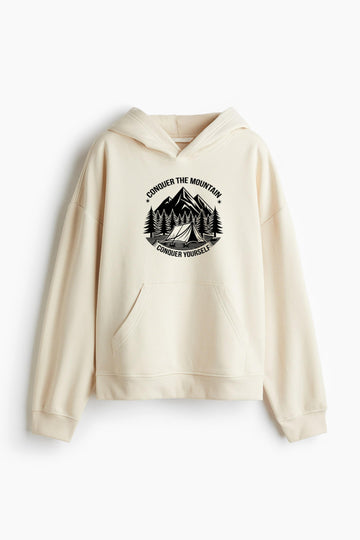 Hiker Hiking Happy Minimal Loose-Fit Printed Hoodie image 0