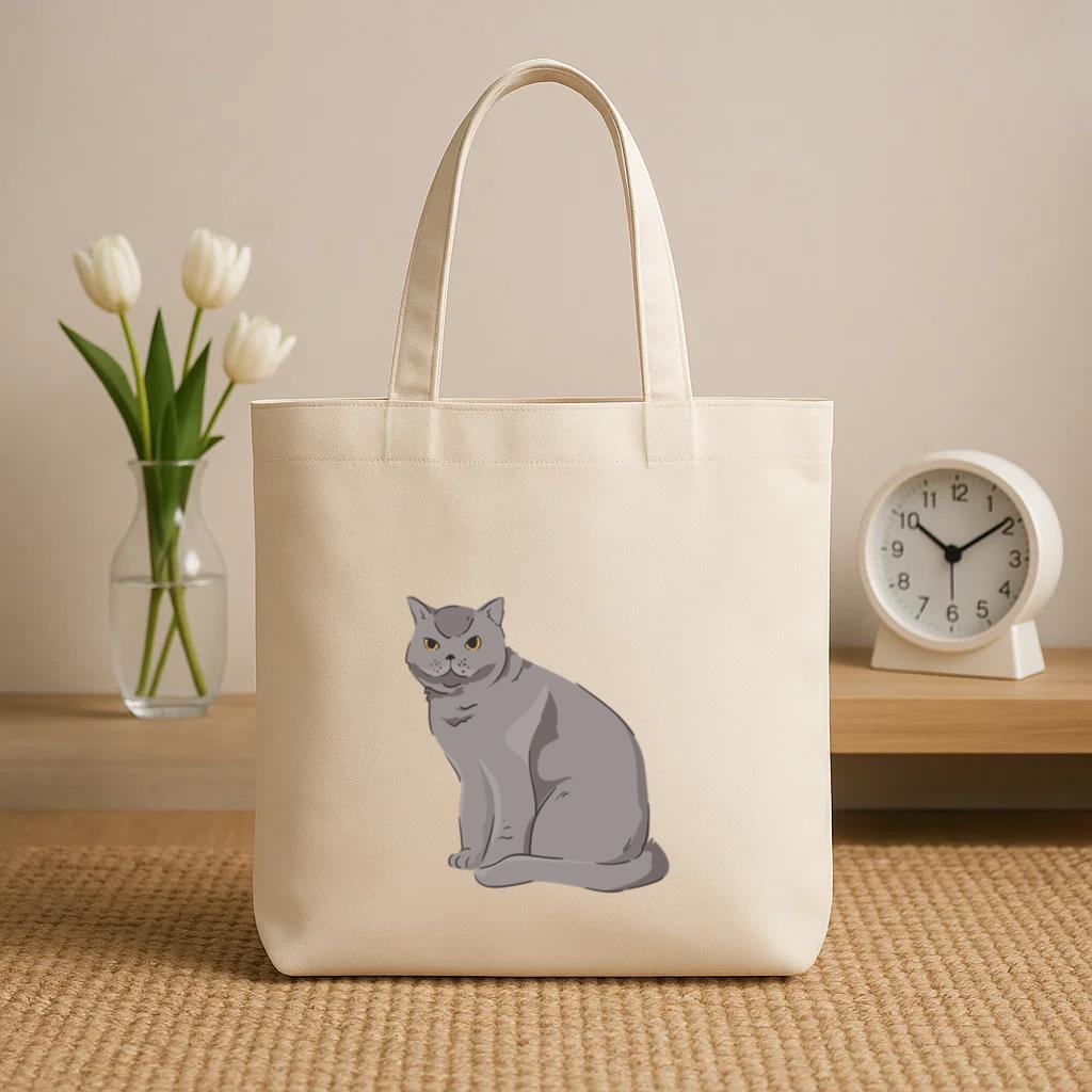 British Shorthair Cat Animal Canvas Tote Bag image 1