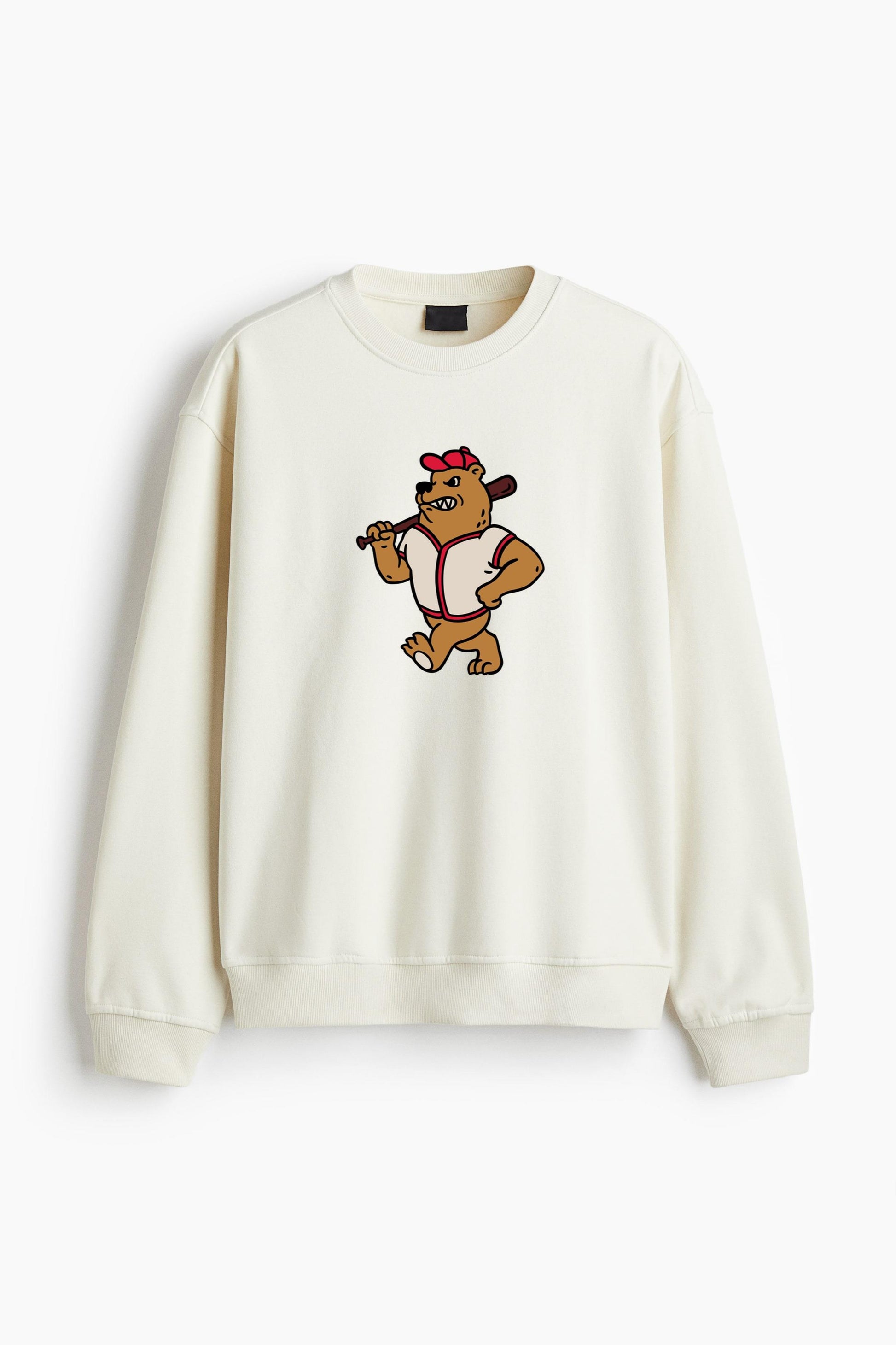Cartoon Bear Holding A Baseball Bat Regular Fit Printed Sweatshirt  image 2
