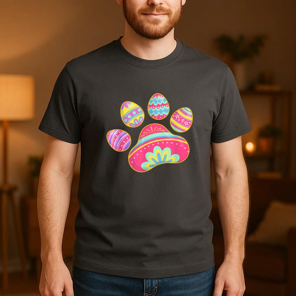 Dog Cat Paw Easter Egg T-Shirt image 3