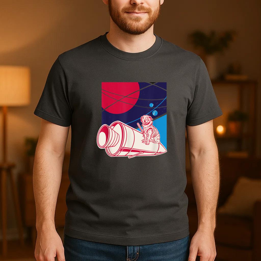 Dog In Space Rocket Planet T-Shirt image 3