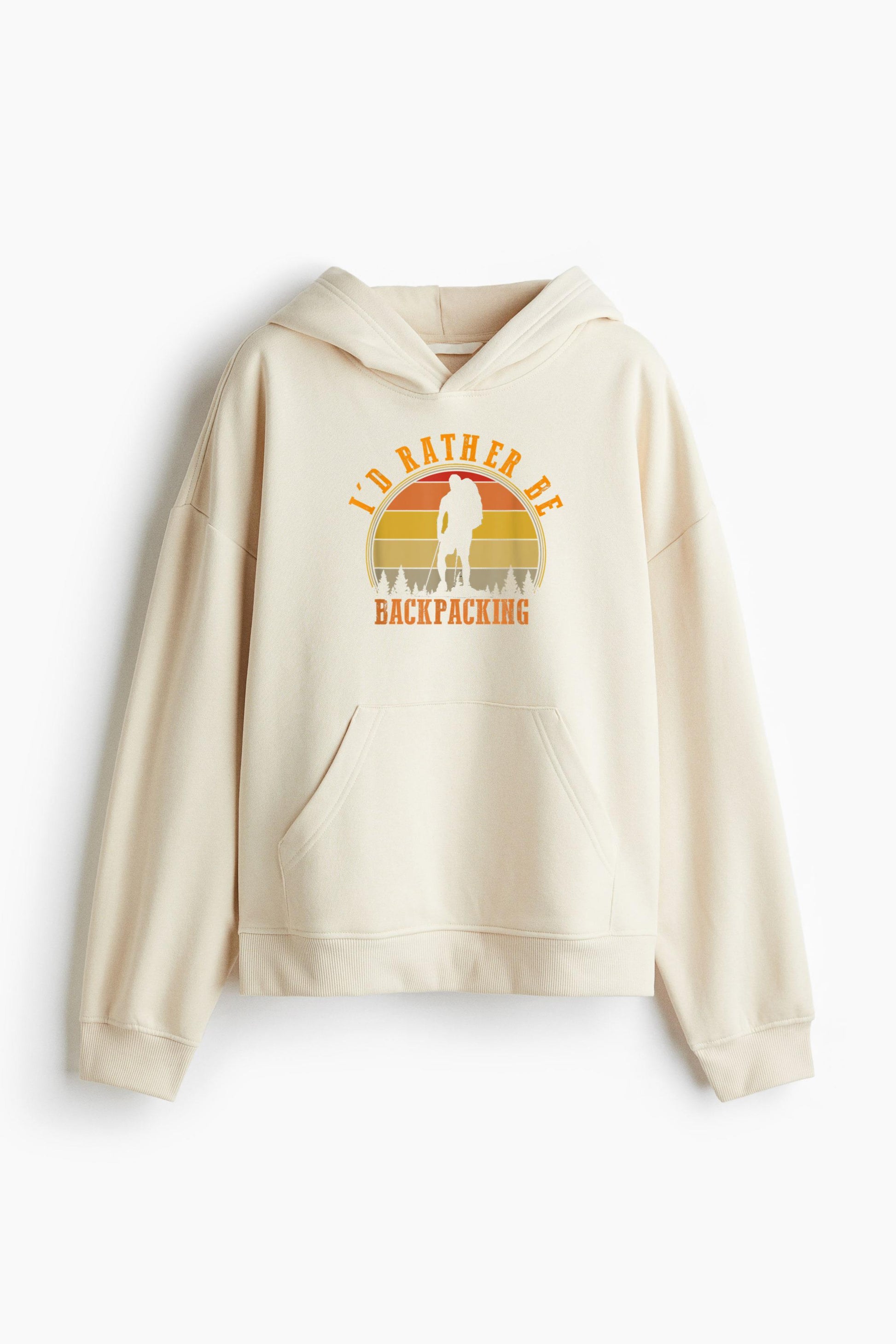Id Rather Be Backpacking Hiking Camping Loose-Fit Printed Hoodie image 0