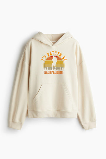 Id Rather Be Backpacking Hiking Camping Loose-Fit Printed Hoodie image 0