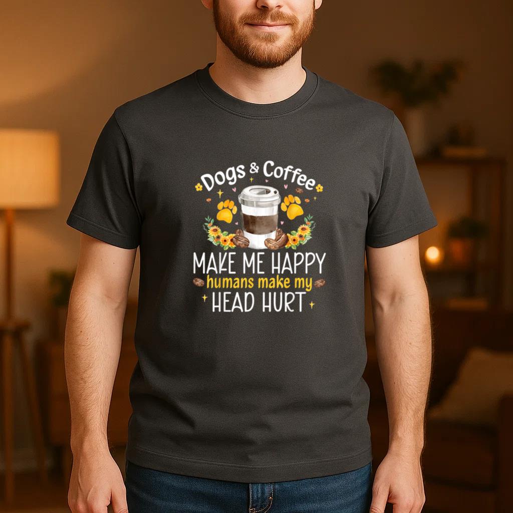 Dogs And Coffee Make Me Happy T-Shirt image 3