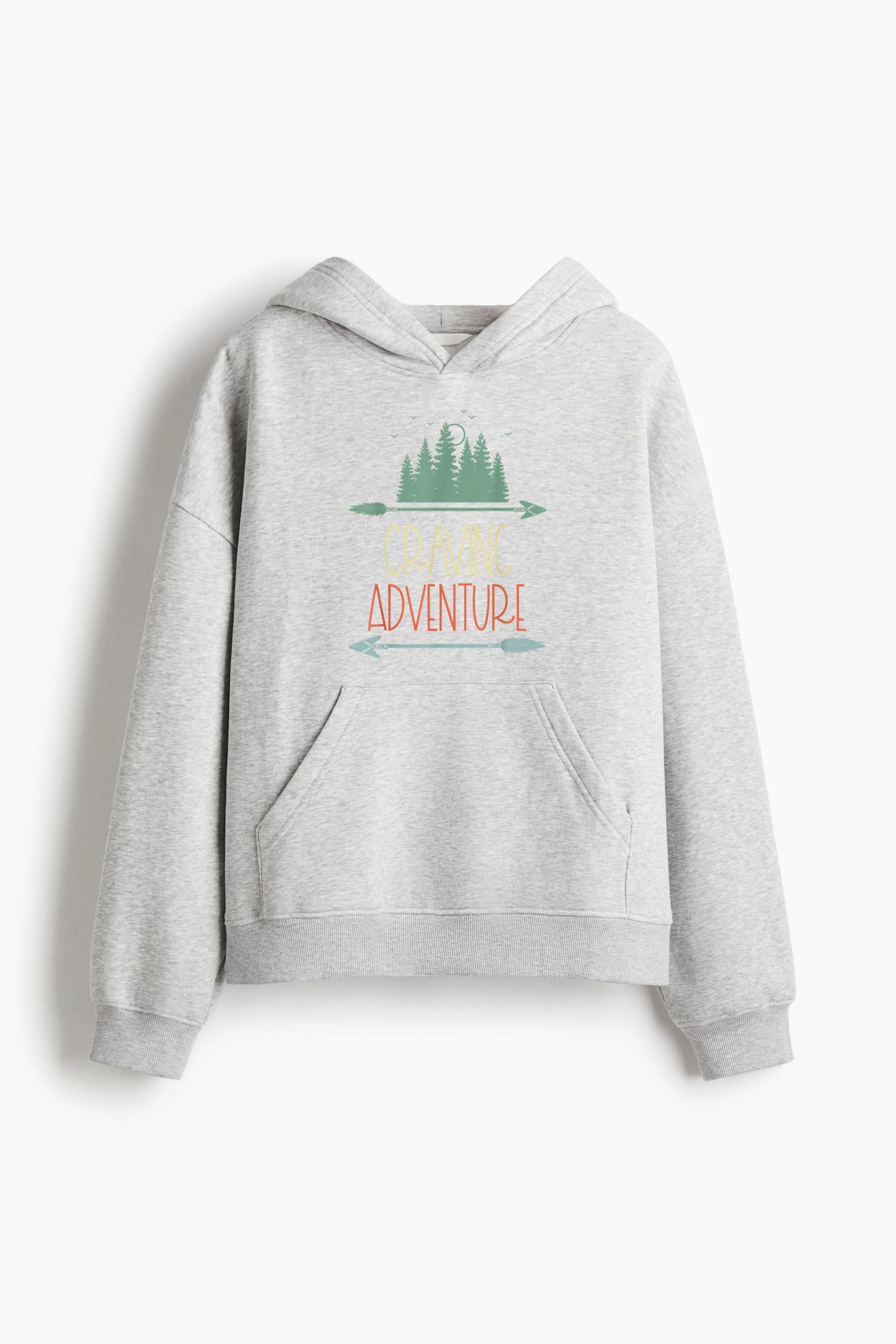 Retro Outdoorsy Forest Hiking Adventure Loose-Fit Printed Hoodie image 3