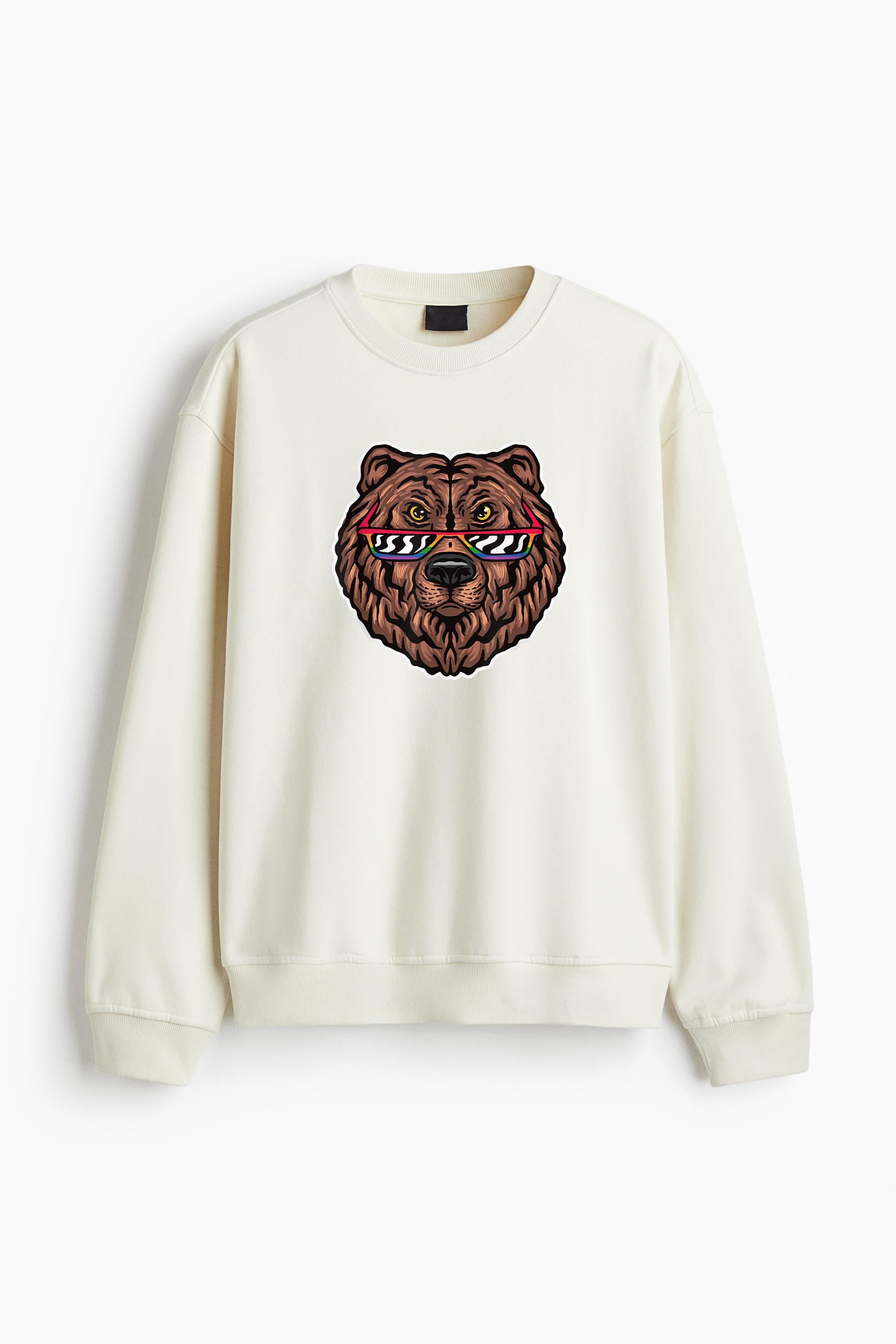 Bear With LGBT Glasses Regular Fit Printed Sweatshirt  image 2