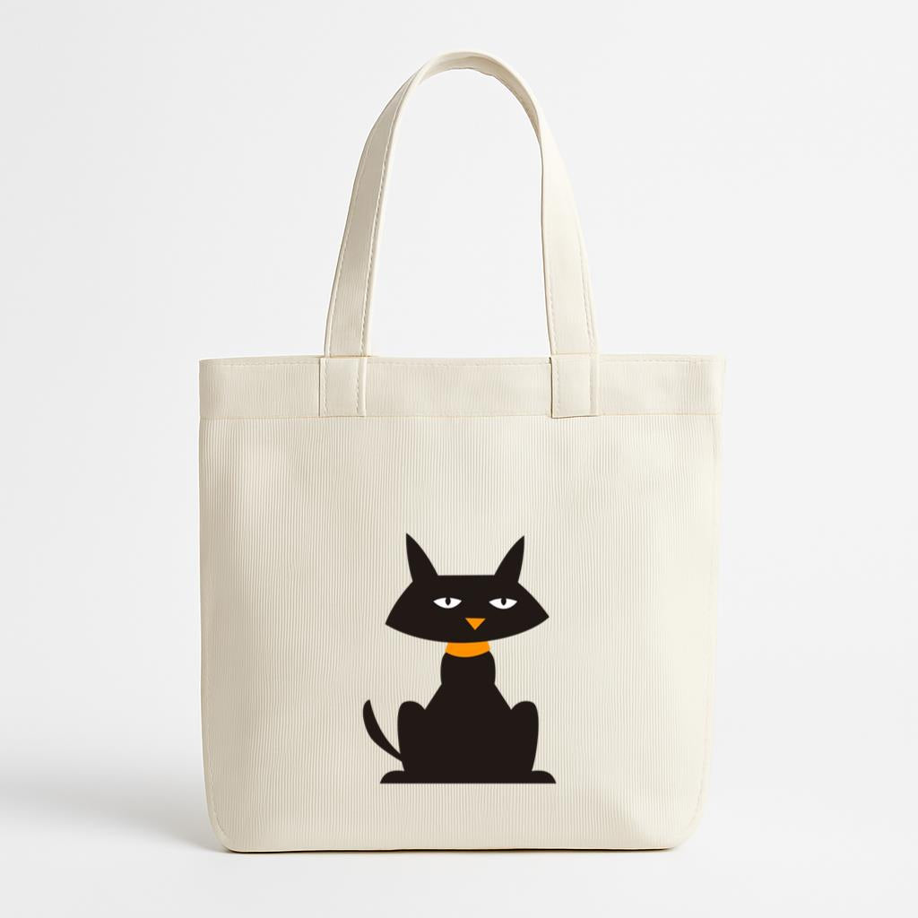 Black Cartoon Cat Canvas Tote Bag image 0