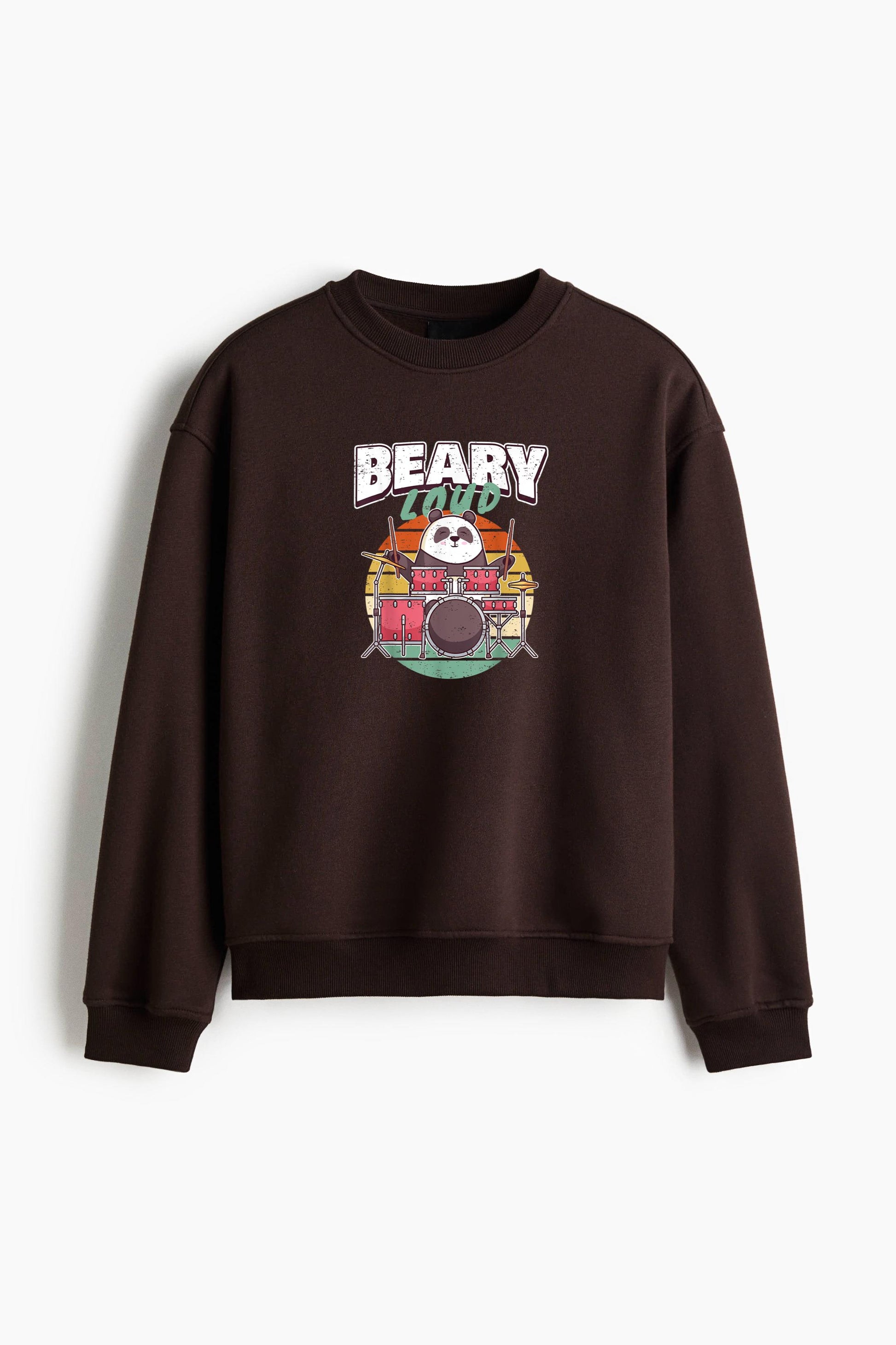 Drums Panda Bear Loud Regular Fit Printed Sweatshirt  image 1