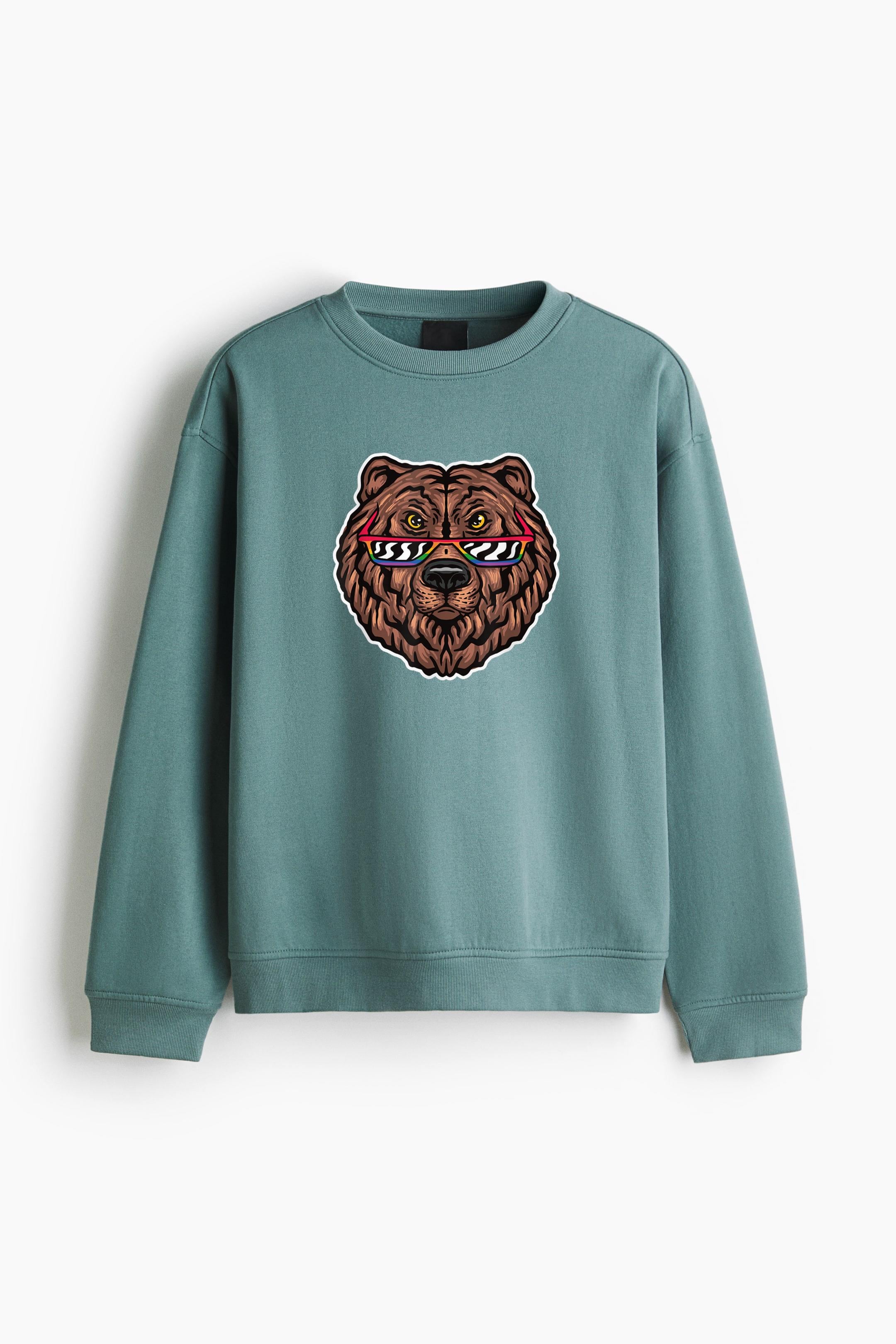 Bear With LGBT Glasses Regular Fit Printed Sweatshirt  image 3
