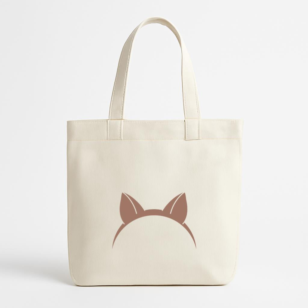Brown Cat Ear Icon Canvas Tote Bag image 0