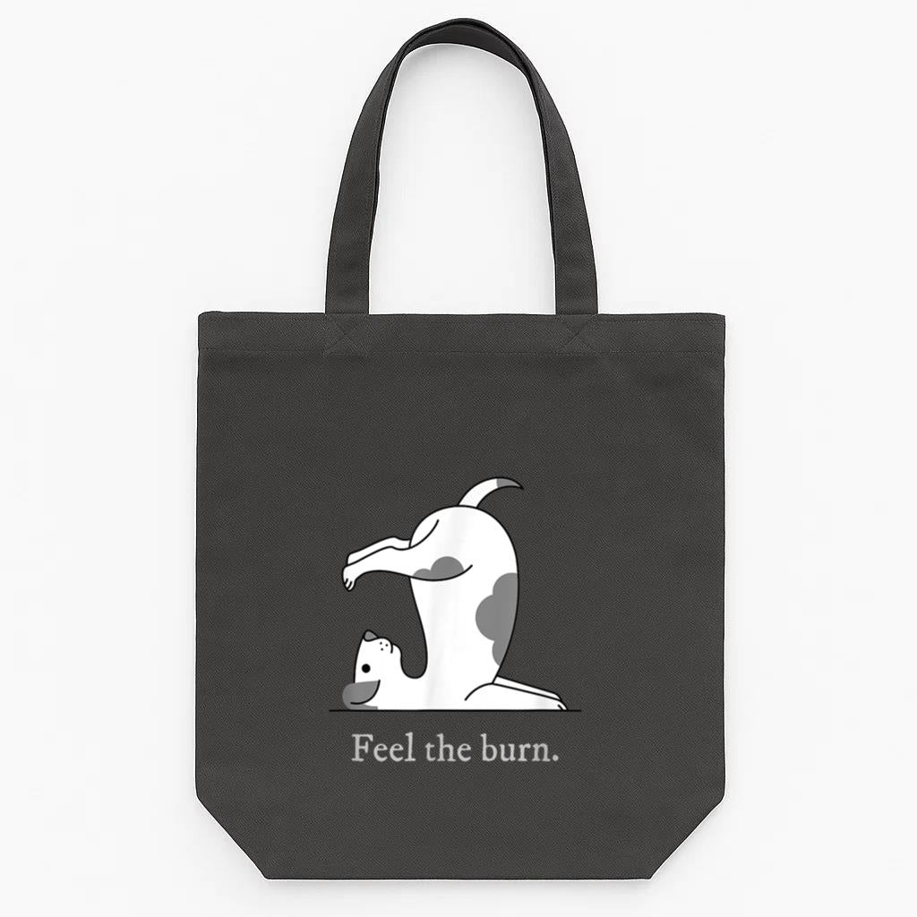 Feel The Burn Yoga Dog Tote Canvas Bag image 0
