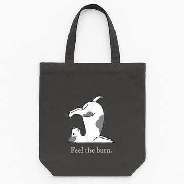 Feel The Burn Yoga Dog Tote Canvas Bag image 0