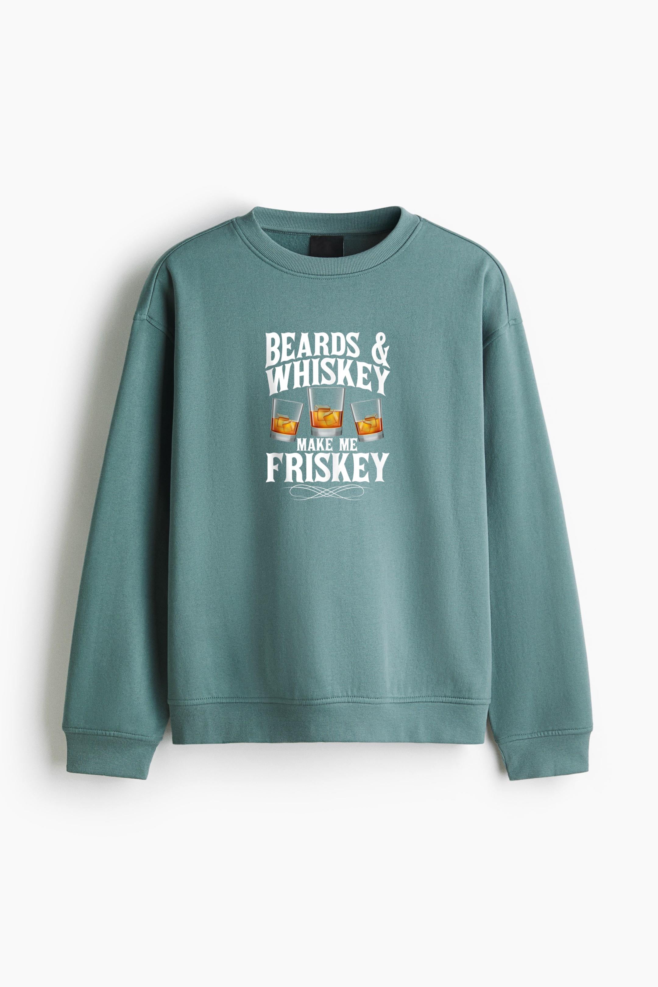 Beards And Whiskey Make Me Frisky Regular Fit Printed Sweatshirt  image 3