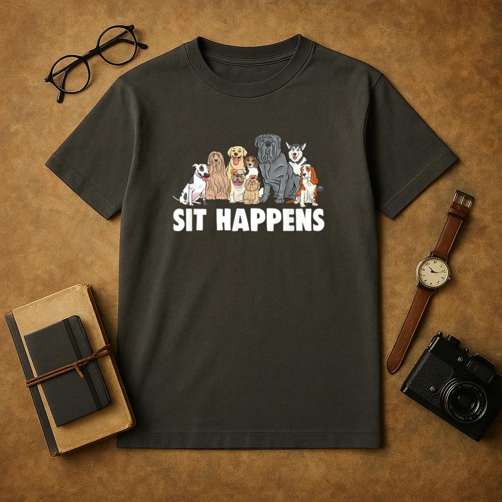 Dog Training Sit Happens T-Shirt image 0