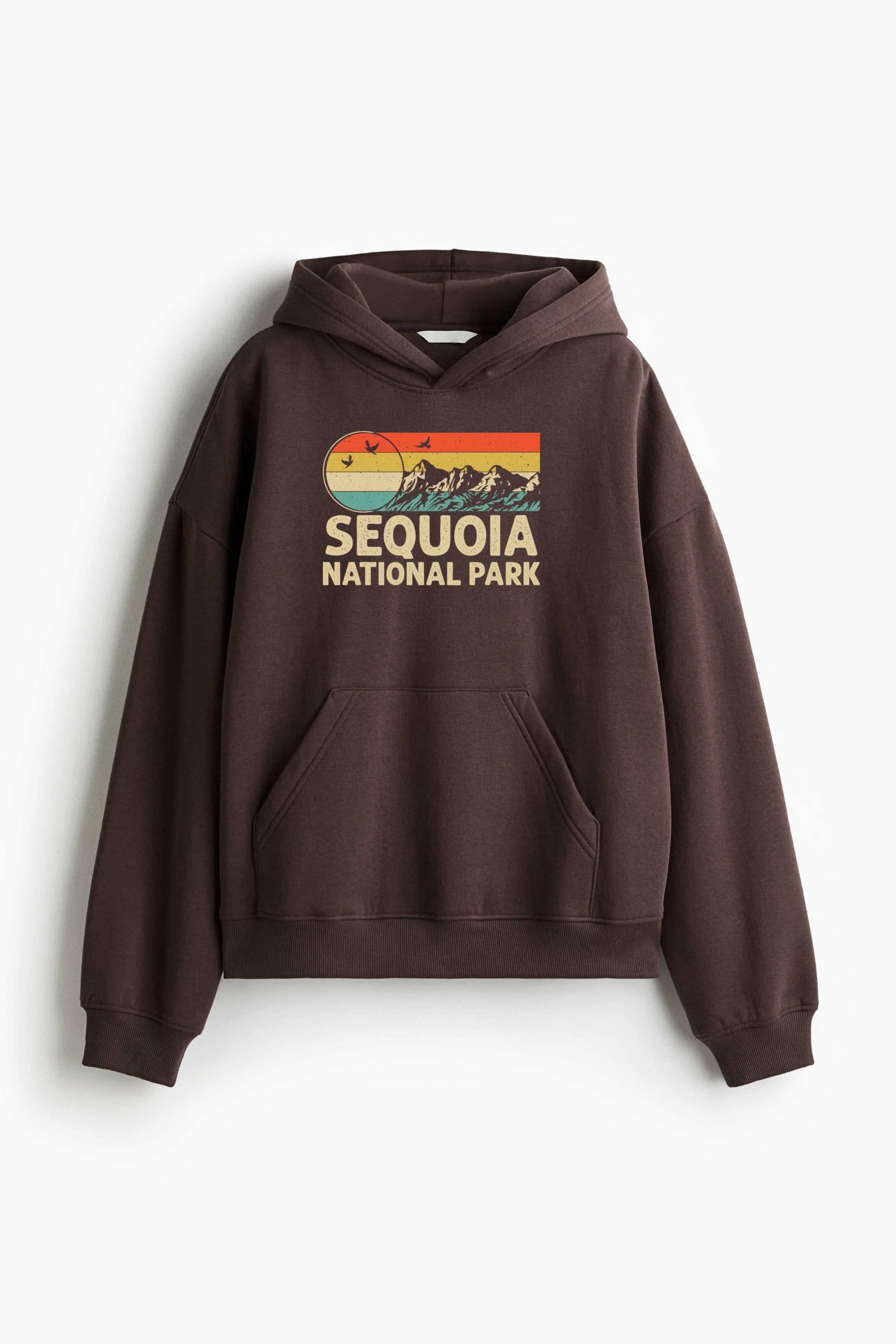 Hiking Camping Retro Style Sequoia National Park Loose-Fit Printed Hoodie image 1
