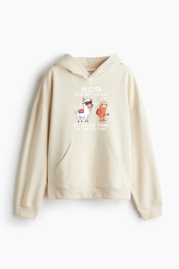 Sloth Hiking Team Loose-Fit Printed Hoodie image 0