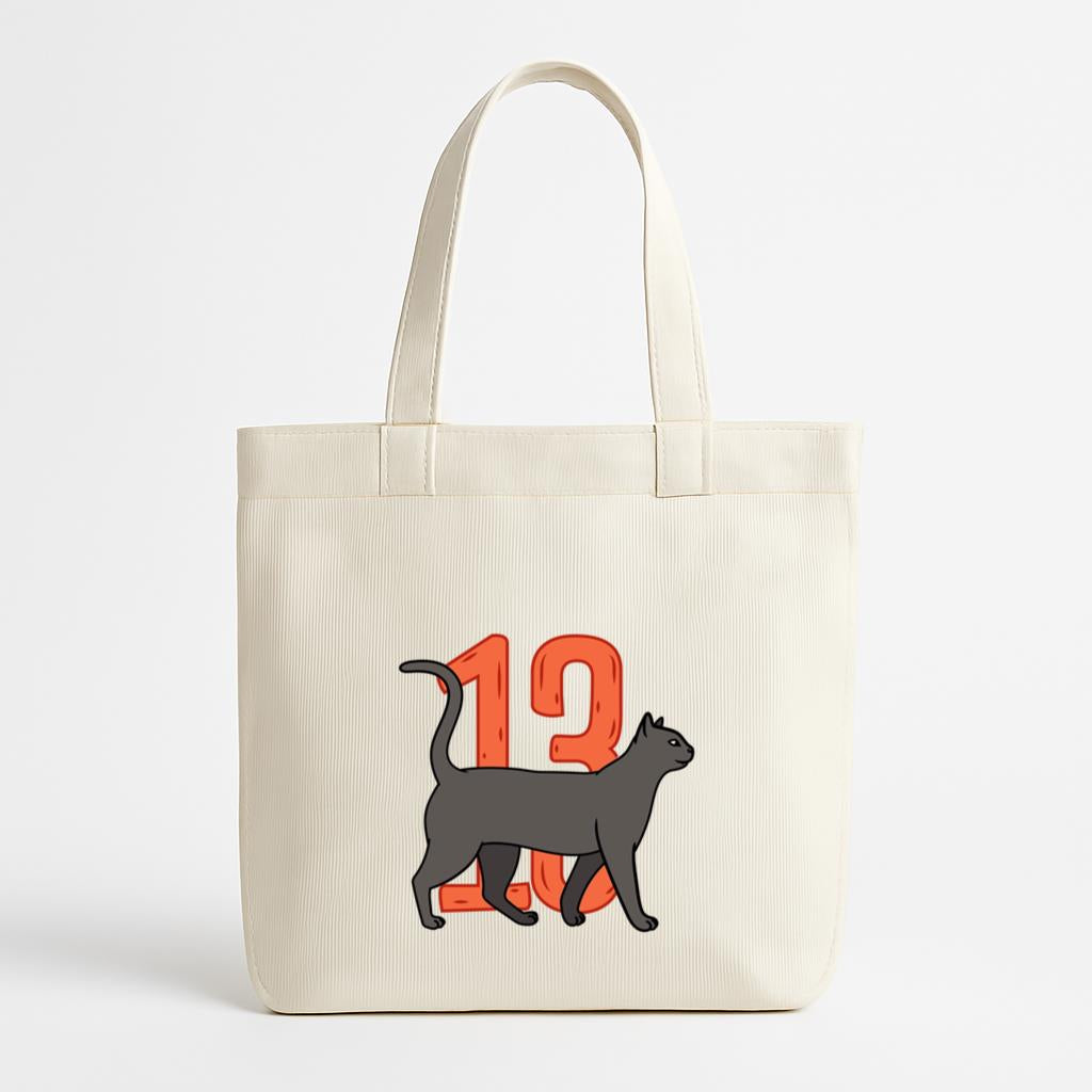 Black Cat With The Number 13 On It Canvas Tote Bag image 0