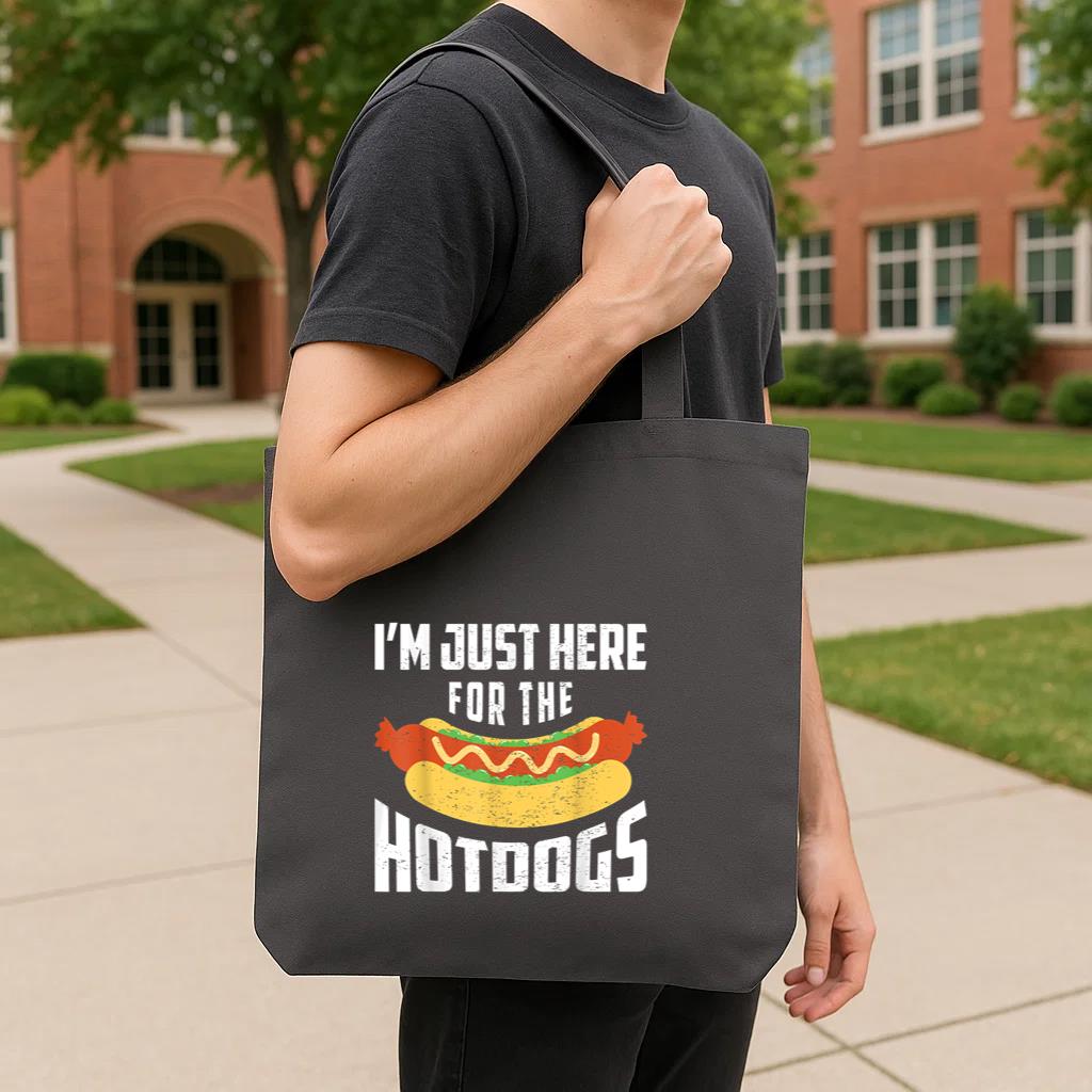 Hotdog Im Just Here For The Hot Dogs Tote Canvas Bag image 3