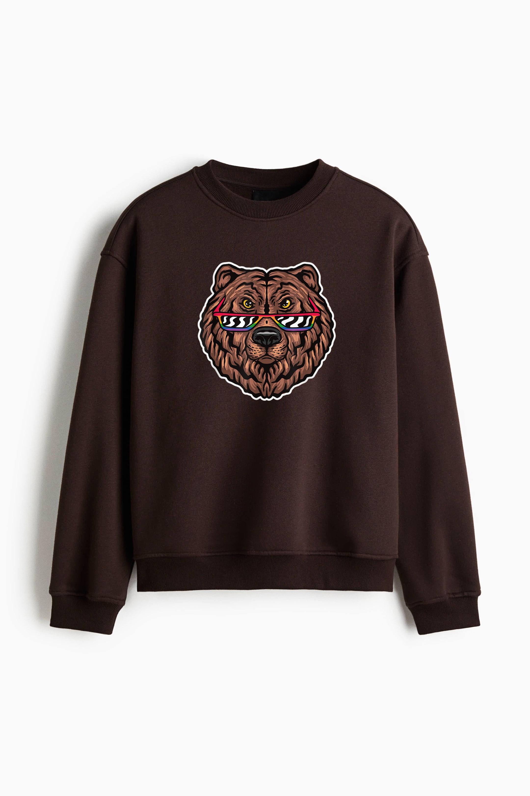 Bear With LGBT Glasses Regular Fit Printed Sweatshirt  image 1