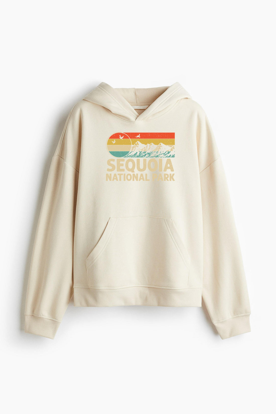 Hiking Camping Retro Style Sequoia National Park Loose-Fit Printed Hoodie image 0