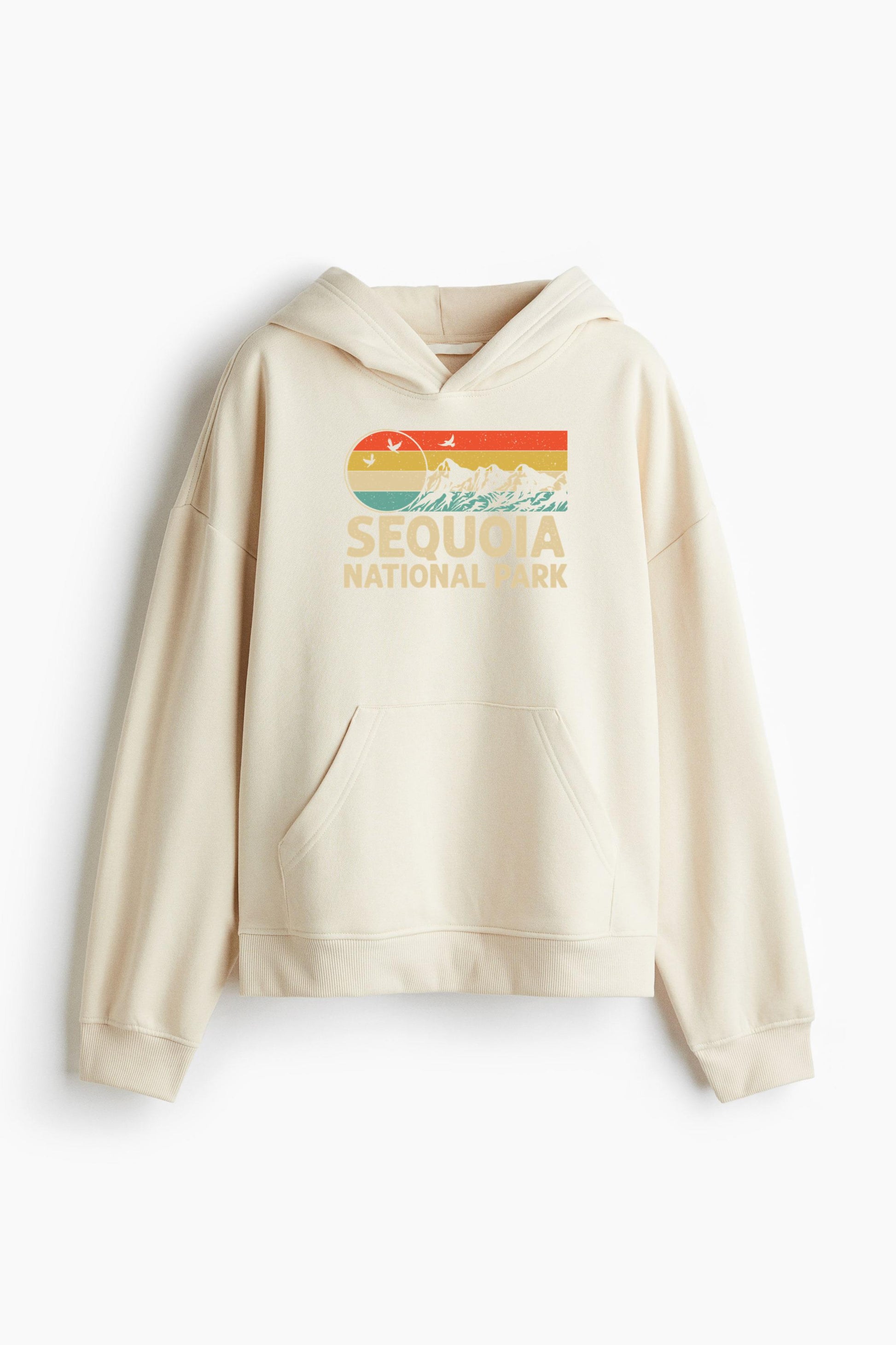 Hiking Camping Retro Style Sequoia National Park Loose-Fit Printed Hoodie image 0