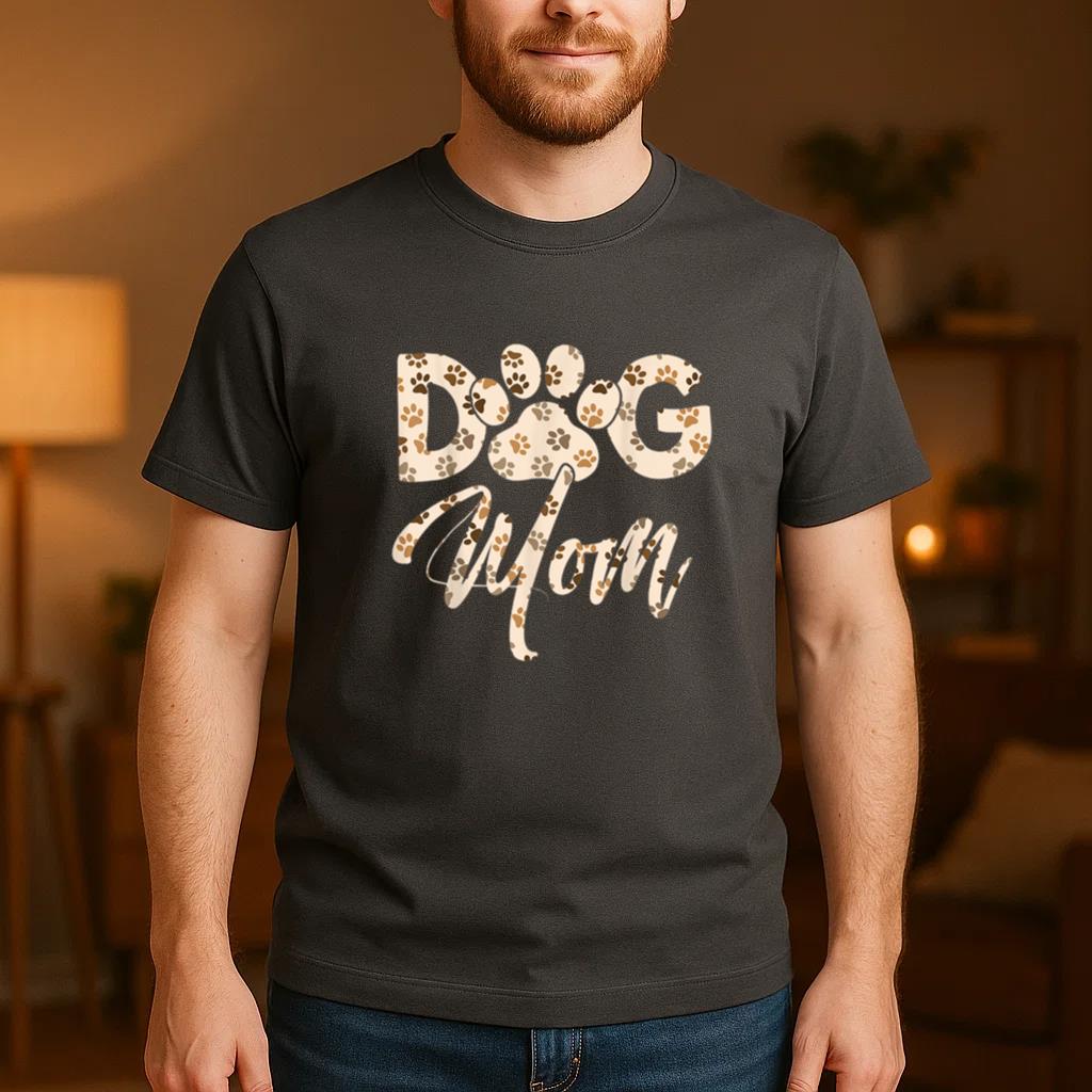 Dog Mom Dog Paw T-Shirt image 3
