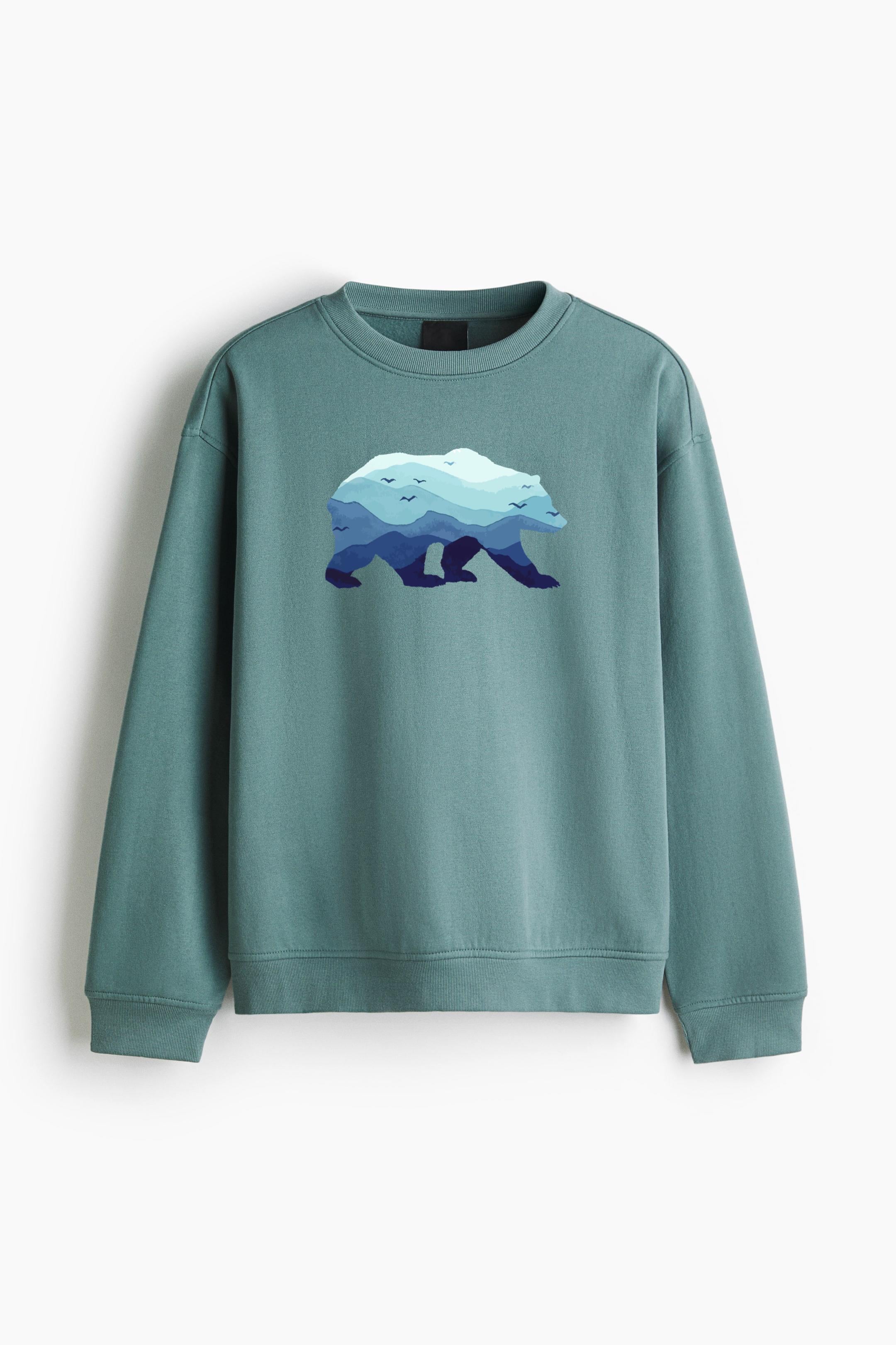 Bear Mountains Grizzly Hiking Camping Regular Fit Printed Sweatshirt  image 3