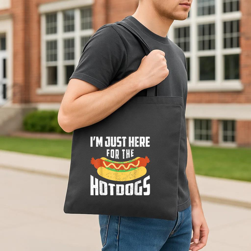 Hotdog Im Just Here For The Hot Dogs Tote Canvas Bag image 2