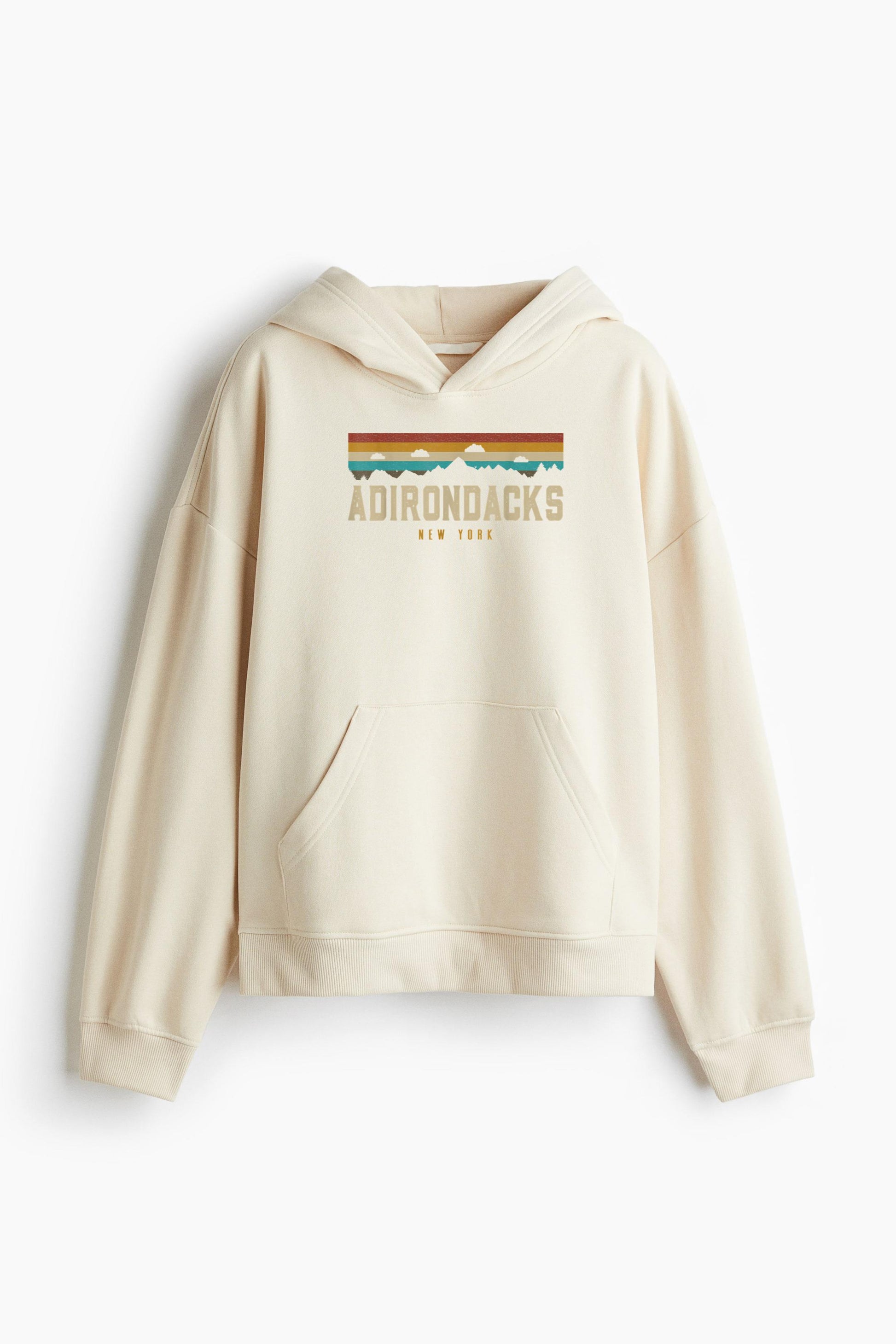 Adirondacks Vintage Mountains Hiking Camping Loose-Fit Printed Hoodie image 0
