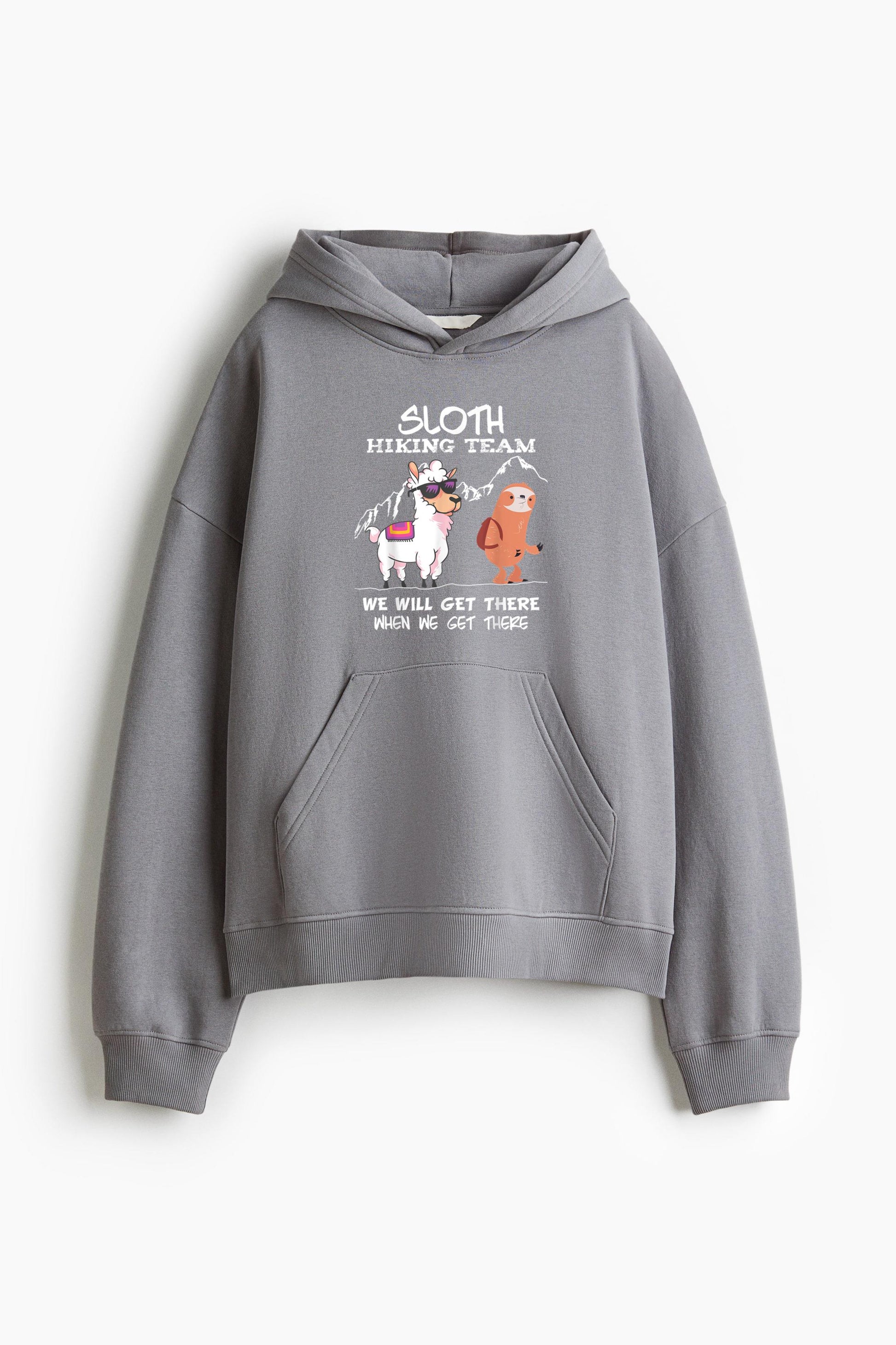 Sloth Hiking Team Loose-Fit Printed Hoodie image 2