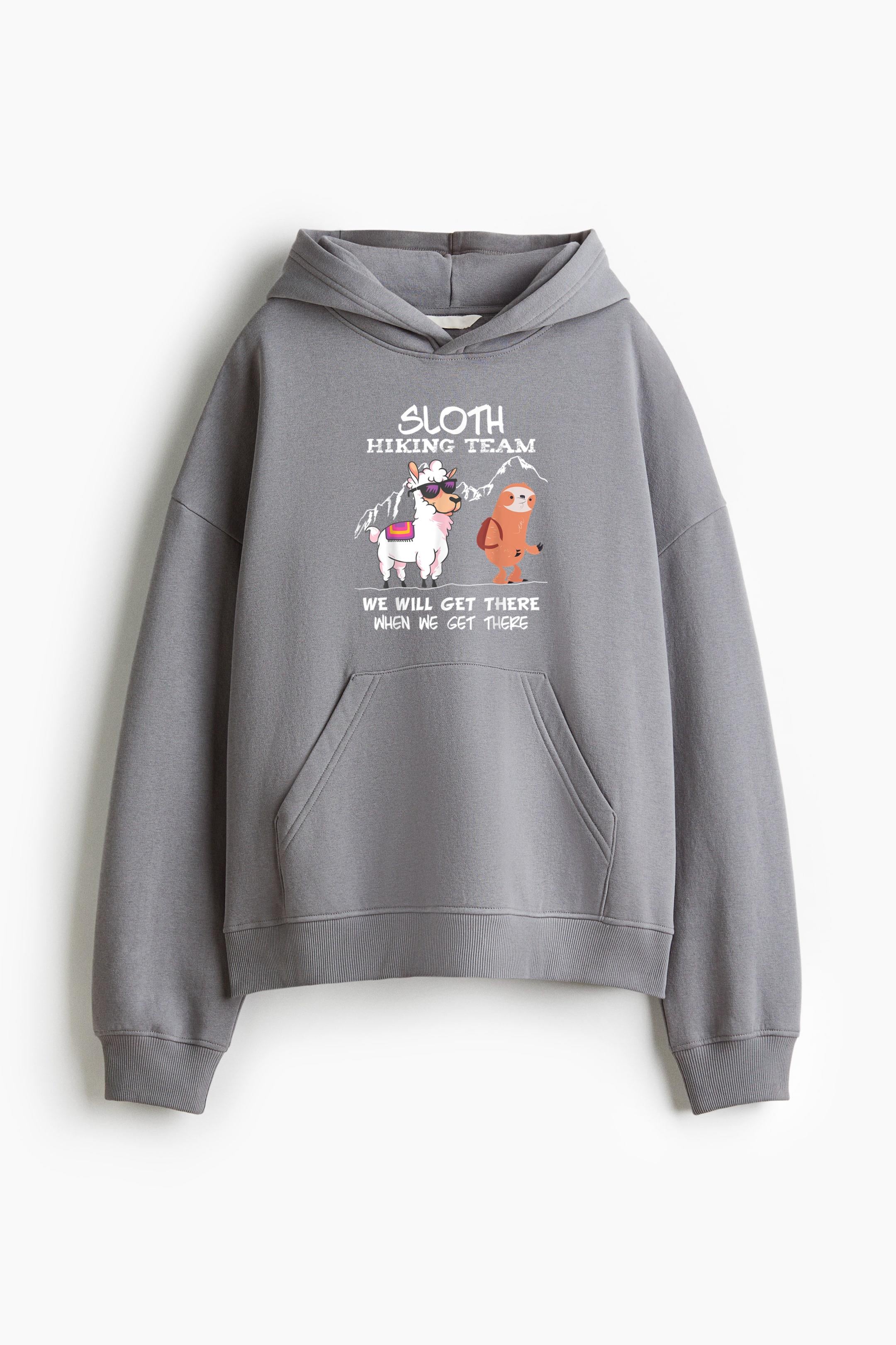 Sloth Hiking Team Loose-Fit Printed Hoodie image 2