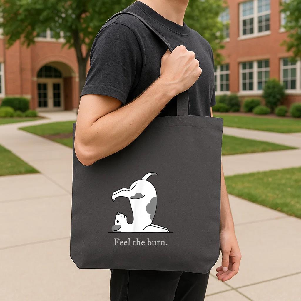 Feel The Burn Yoga Dog Tote Canvas Bag image 3