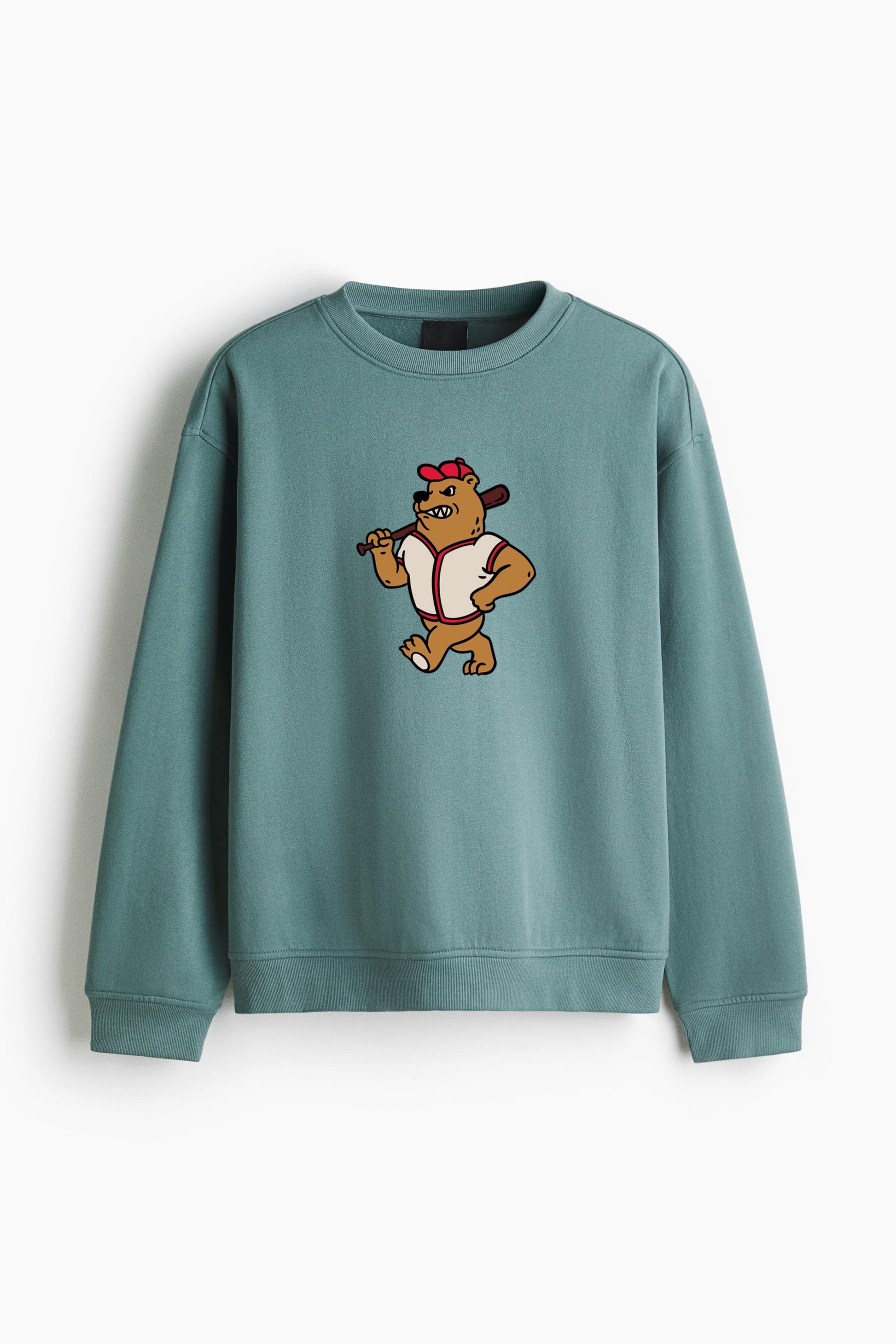 Cartoon Bear Holding A Baseball Bat Regular Fit Printed Sweatshirt  image 3