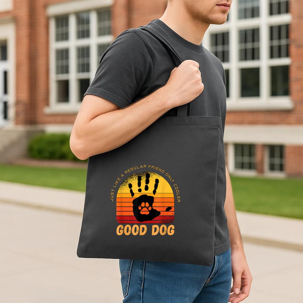 Funny Good Dog High Five Best Friend Tote Canvas Bag image 2