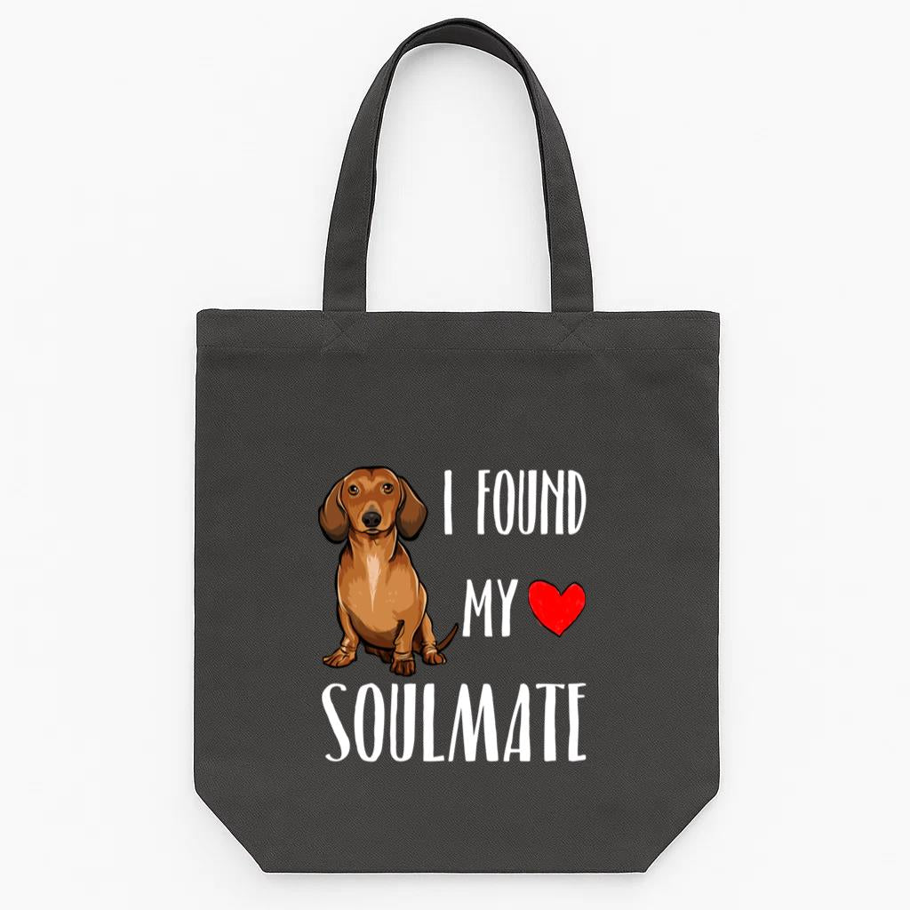 I Found My Soulmate Brown Dachshund Dog Tote Canvas Bag image 0
