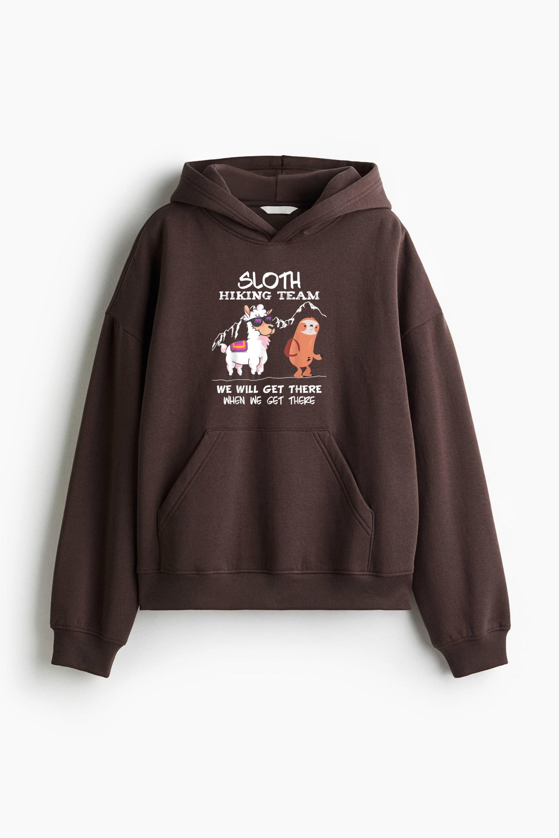 Sloth Hiking Team Loose-Fit Printed Hoodie image 1