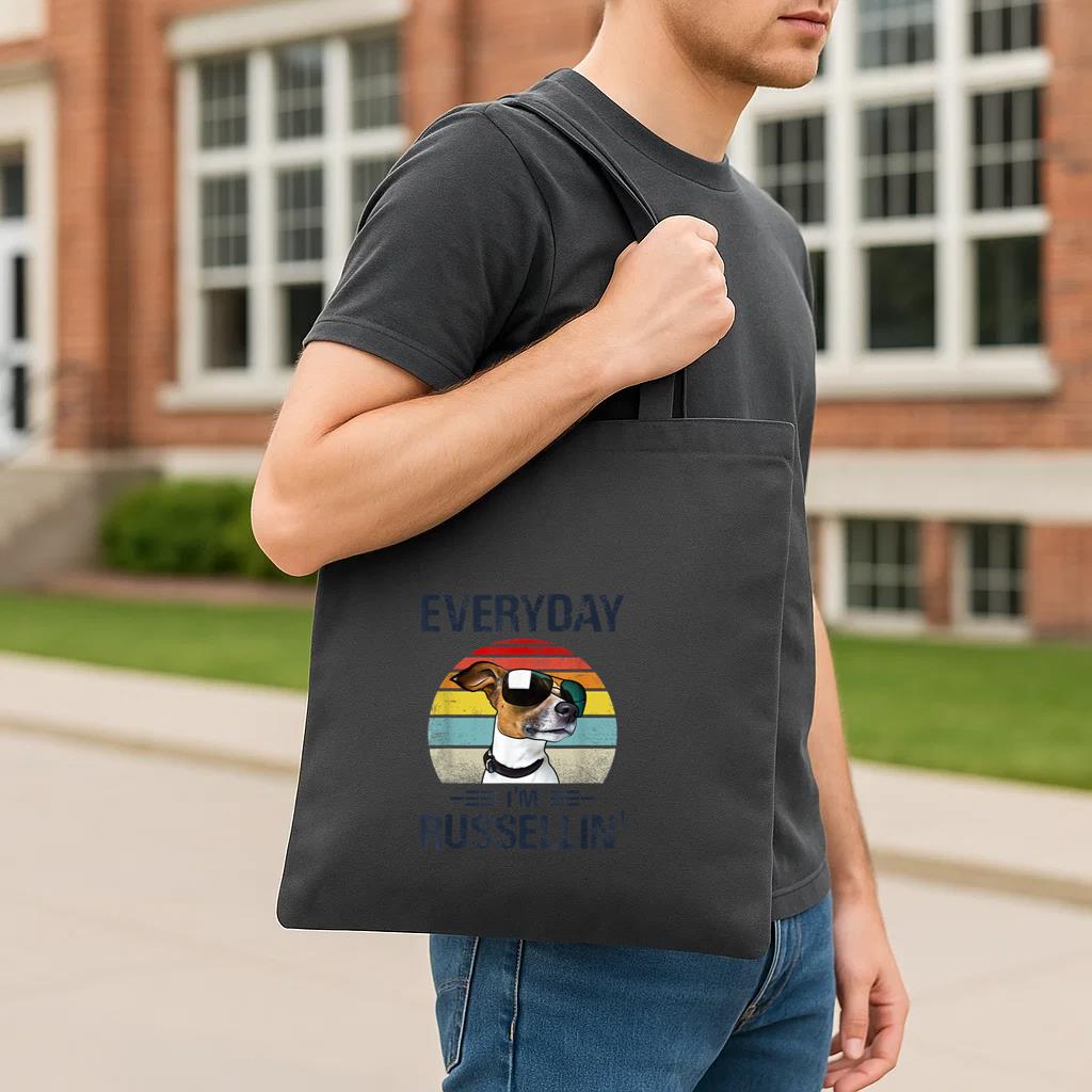 Everyday Im Russellin Dog Tote Canvas Bag image 2