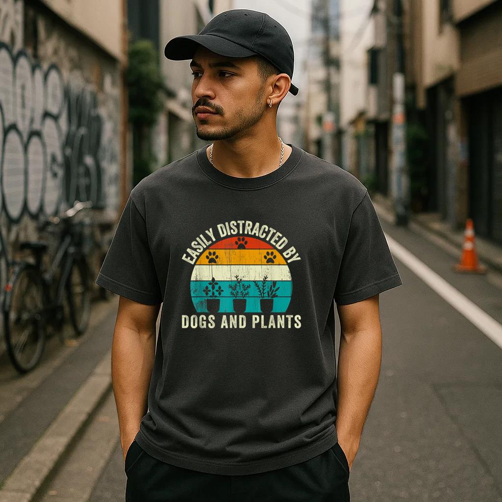 Easily Distracted By Dogs And Plants T-Shirt image 2