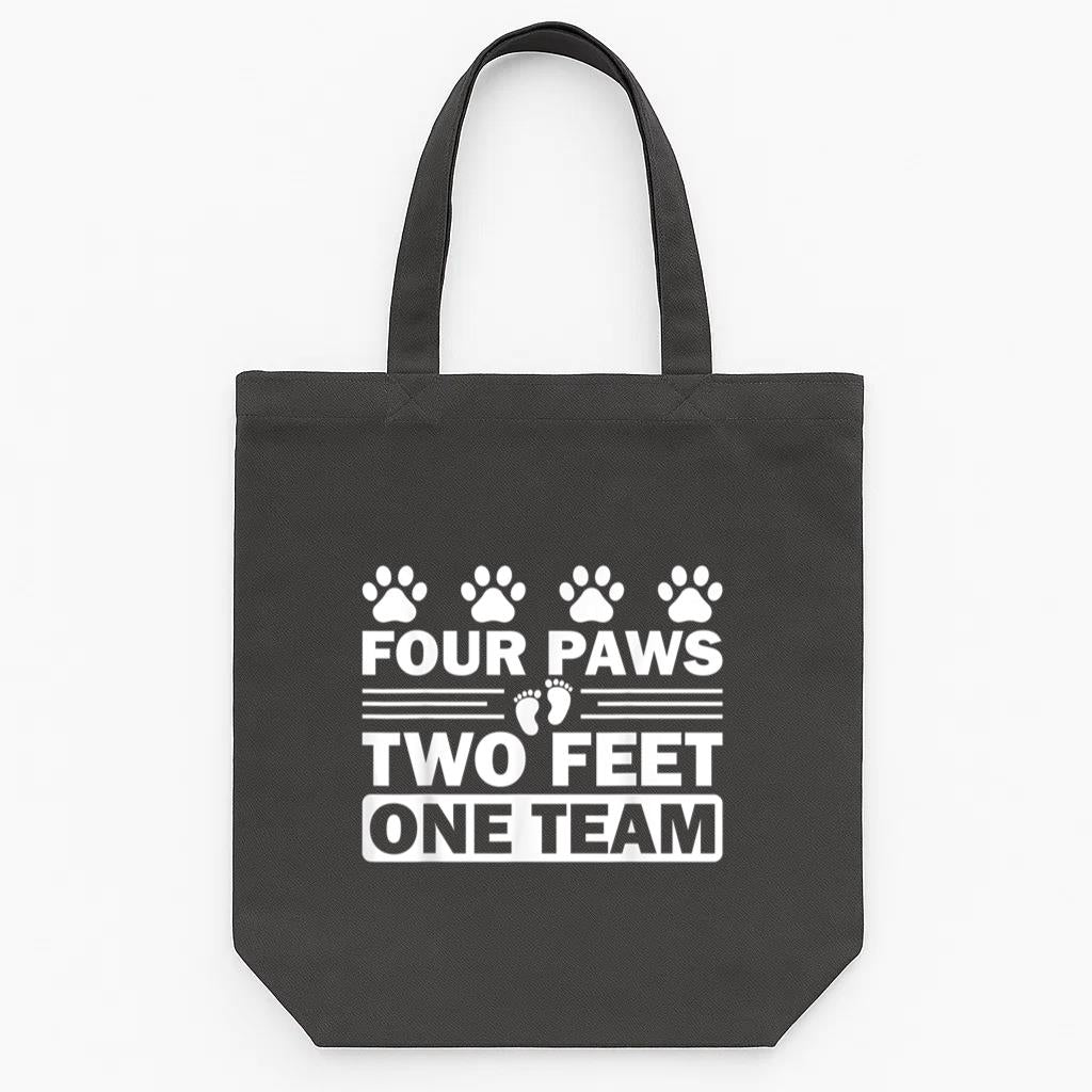 Four Paws Two Feet One Team Dog Tote Canvas Bag image 0