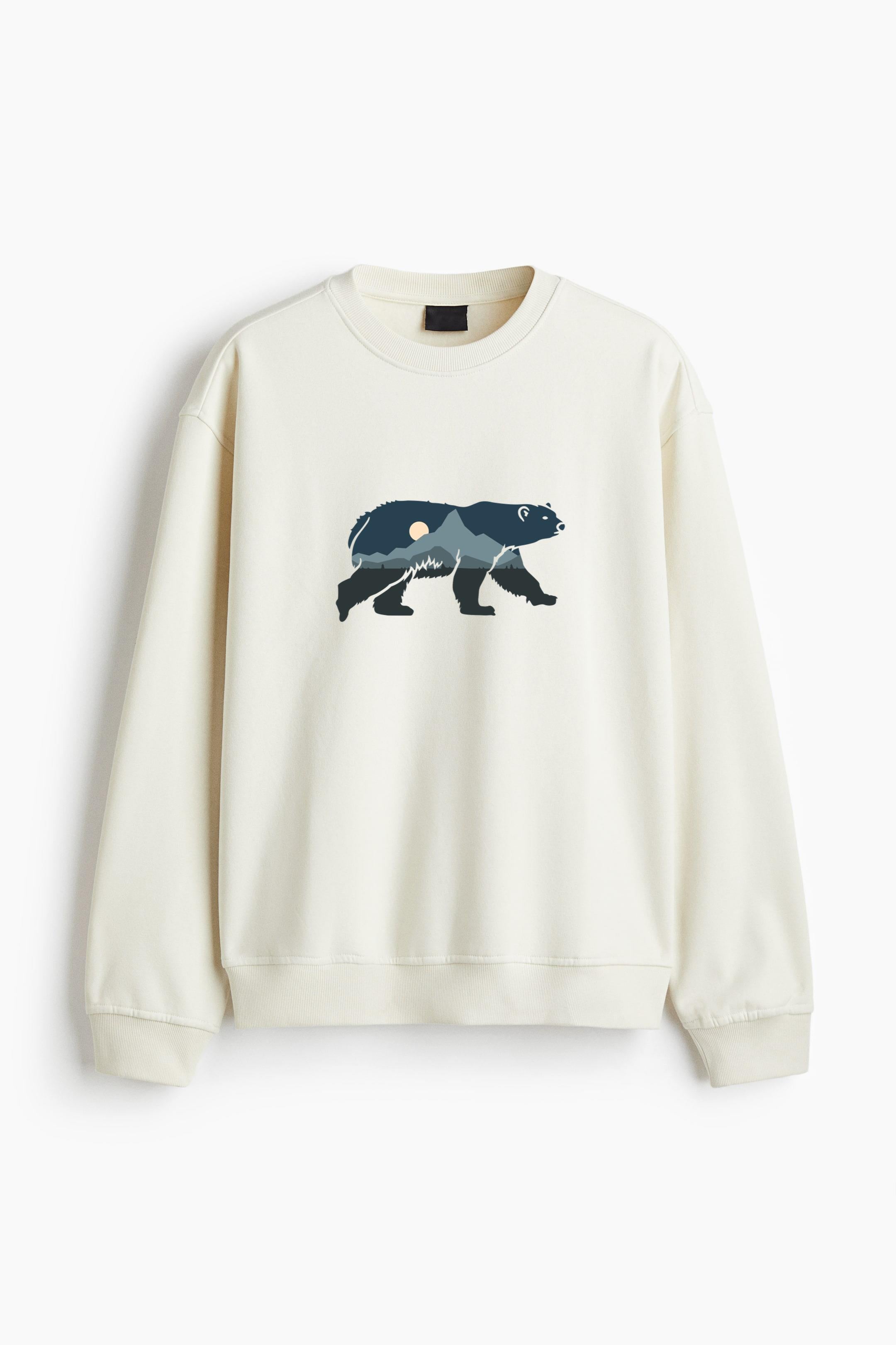 Bear Animal Mountain Landscape Regular Fit Printed Sweatshirt  image 2