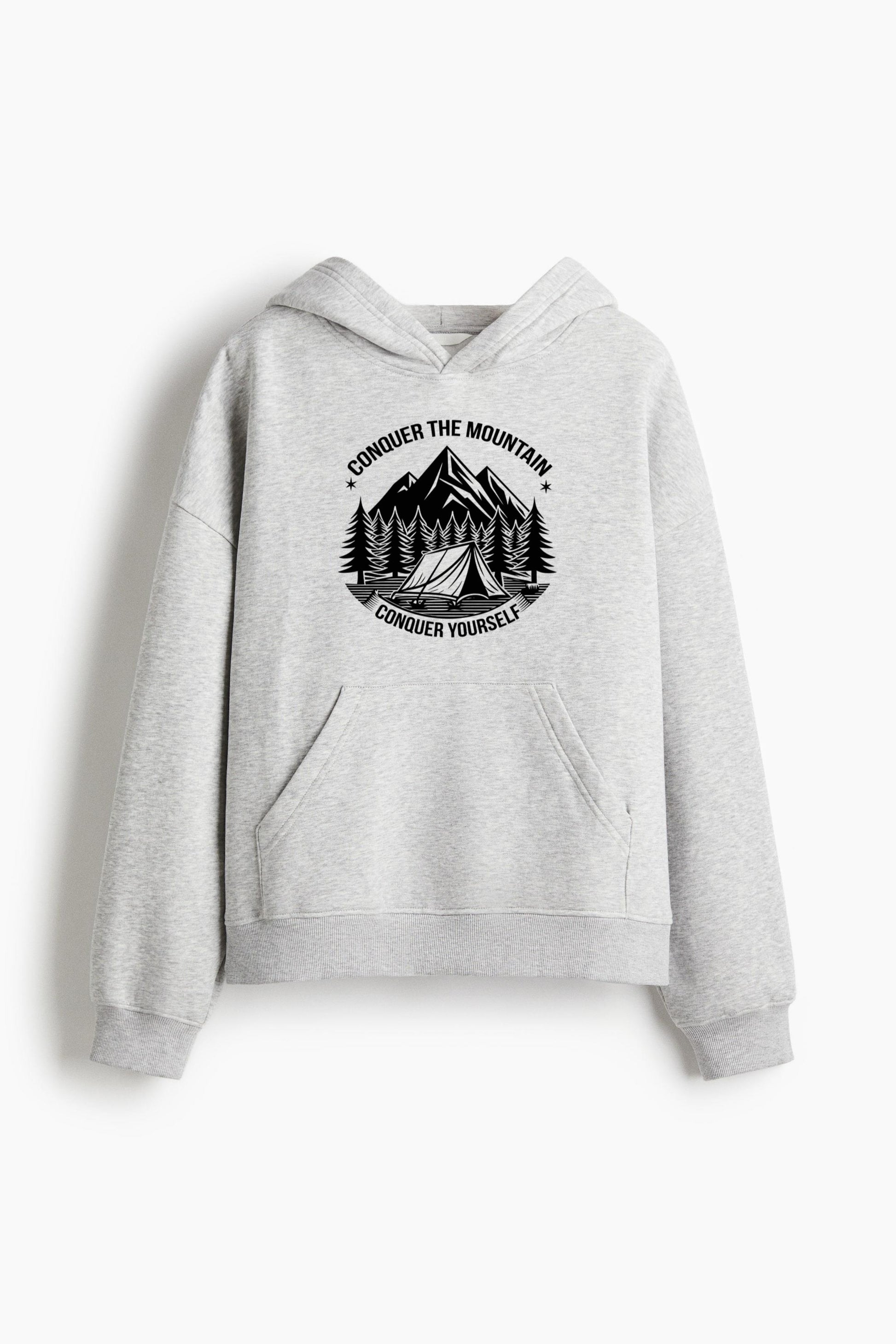 Hiker Hiking Happy Minimal Loose-Fit Printed Hoodie image 3