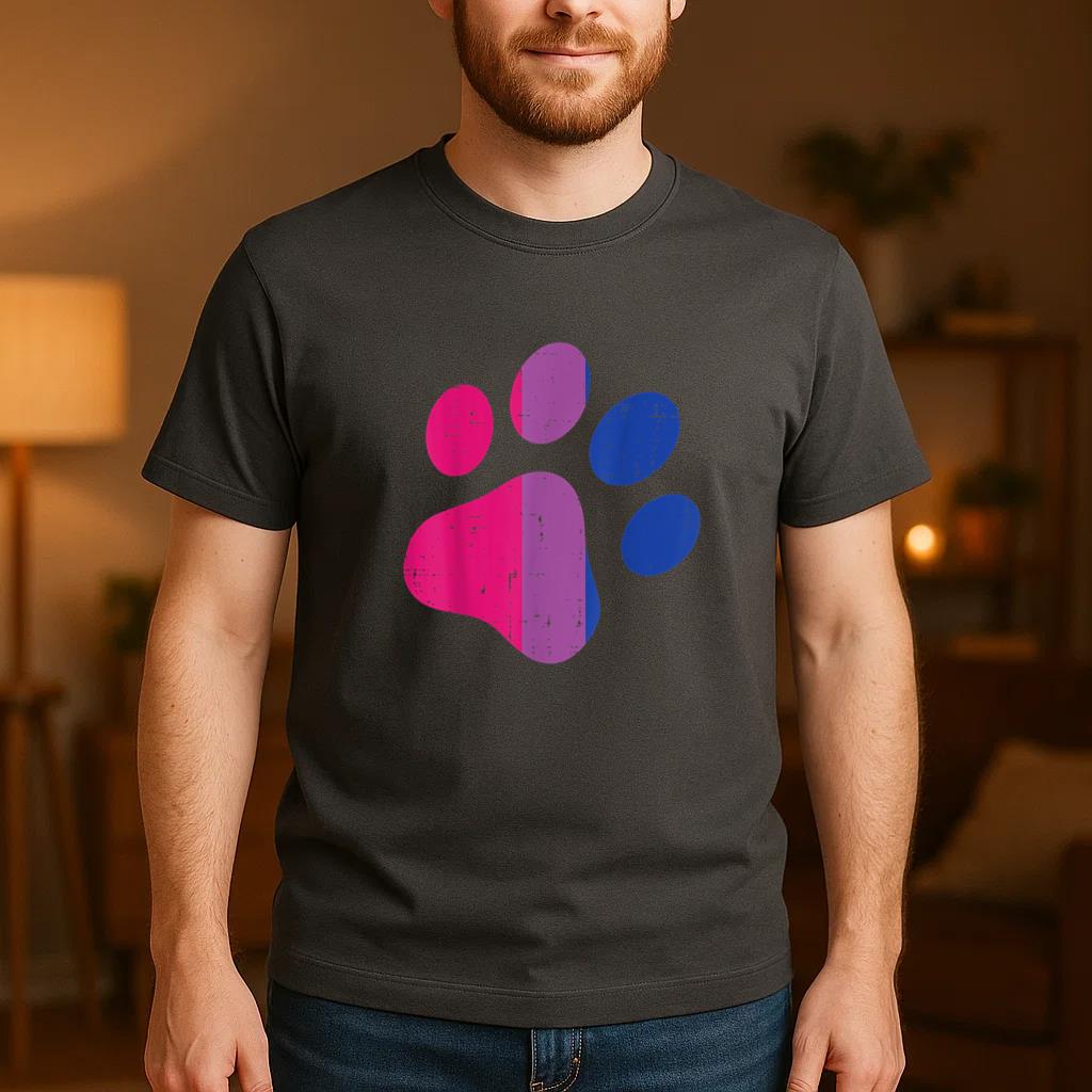 Dog Paw Print LGBTQ Bisexual Flag T-Shirt image 3