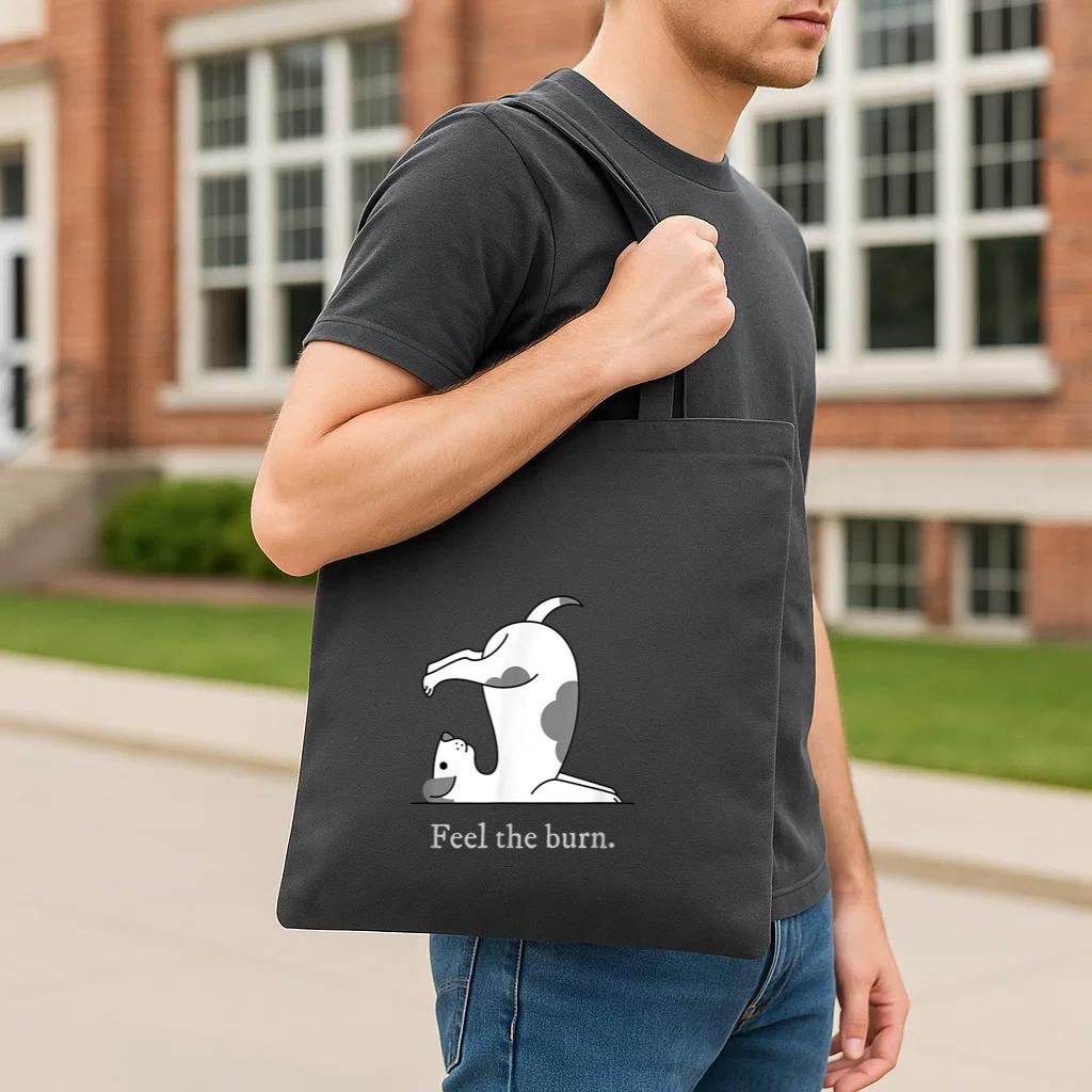 Feel The Burn Yoga Dog Tote Canvas Bag image 2