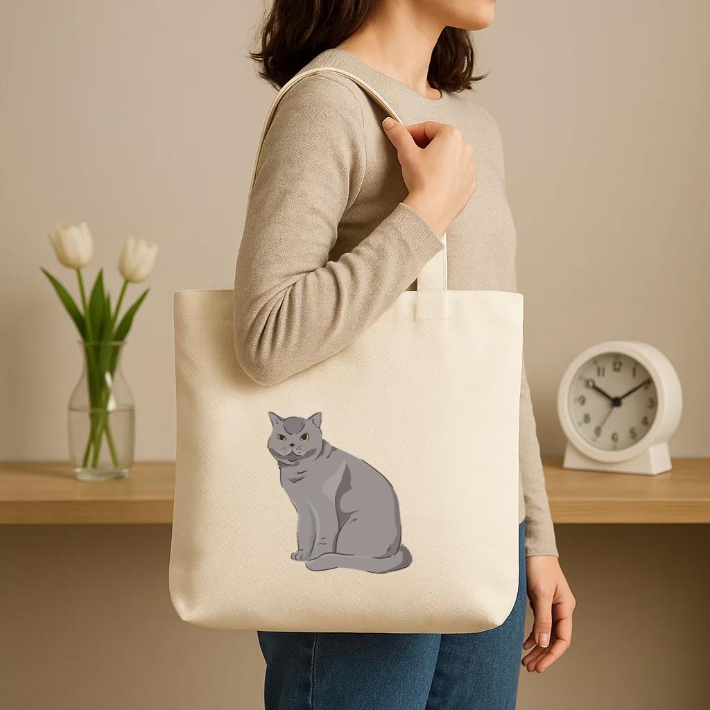 British Shorthair Cat Animal Canvas Tote Bag image 2