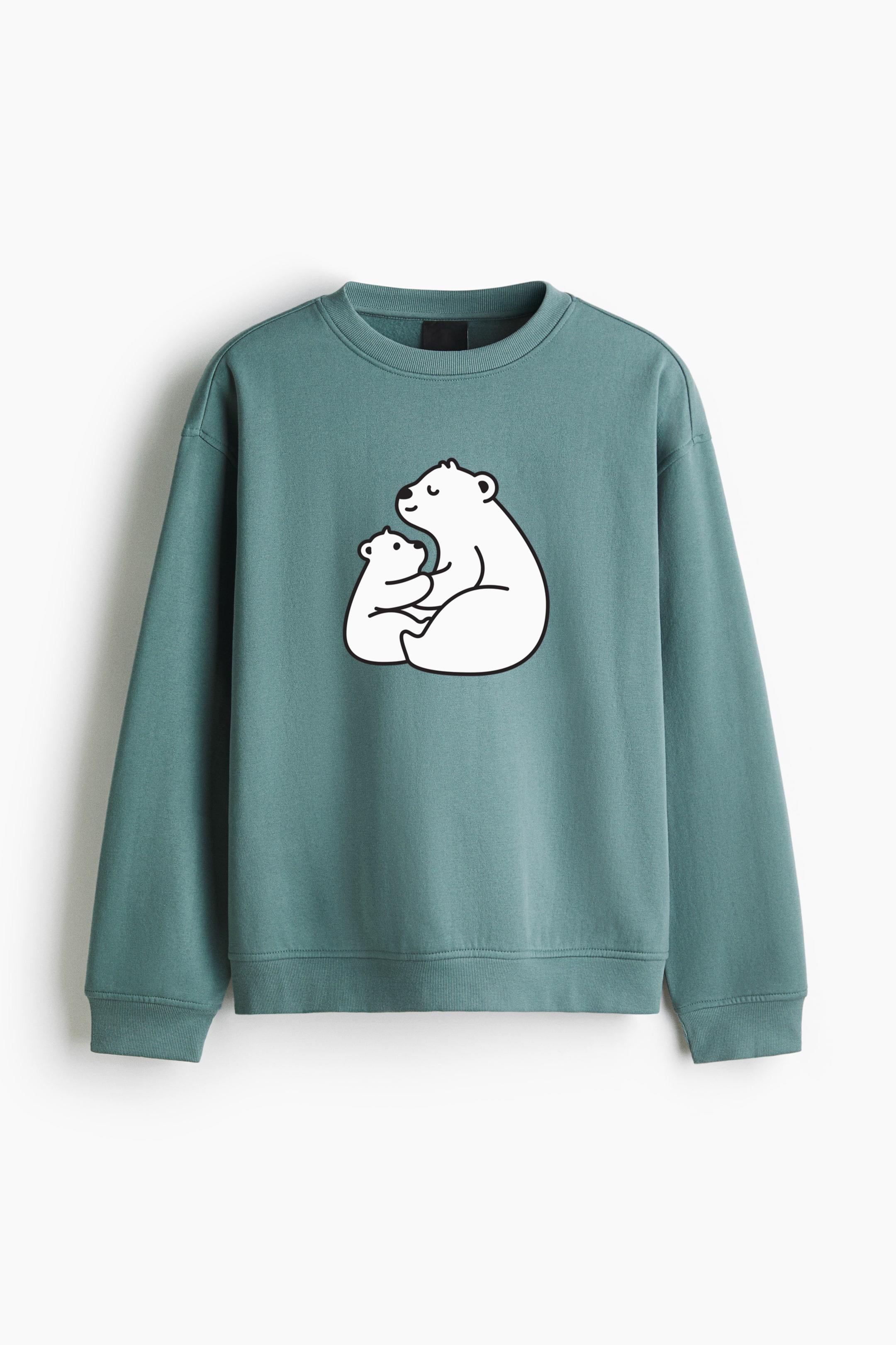Cute Polar Bear Family Design Regular Fit Printed Sweatshirt  image 3