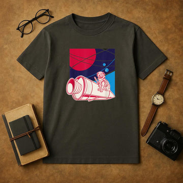 Dog In Space Rocket Planet T-Shirt image 0
