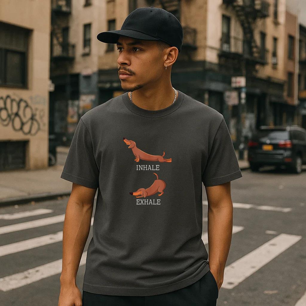 Dachshund Weiner Dog Yoga Inhale Exhale T-Shirt image 1