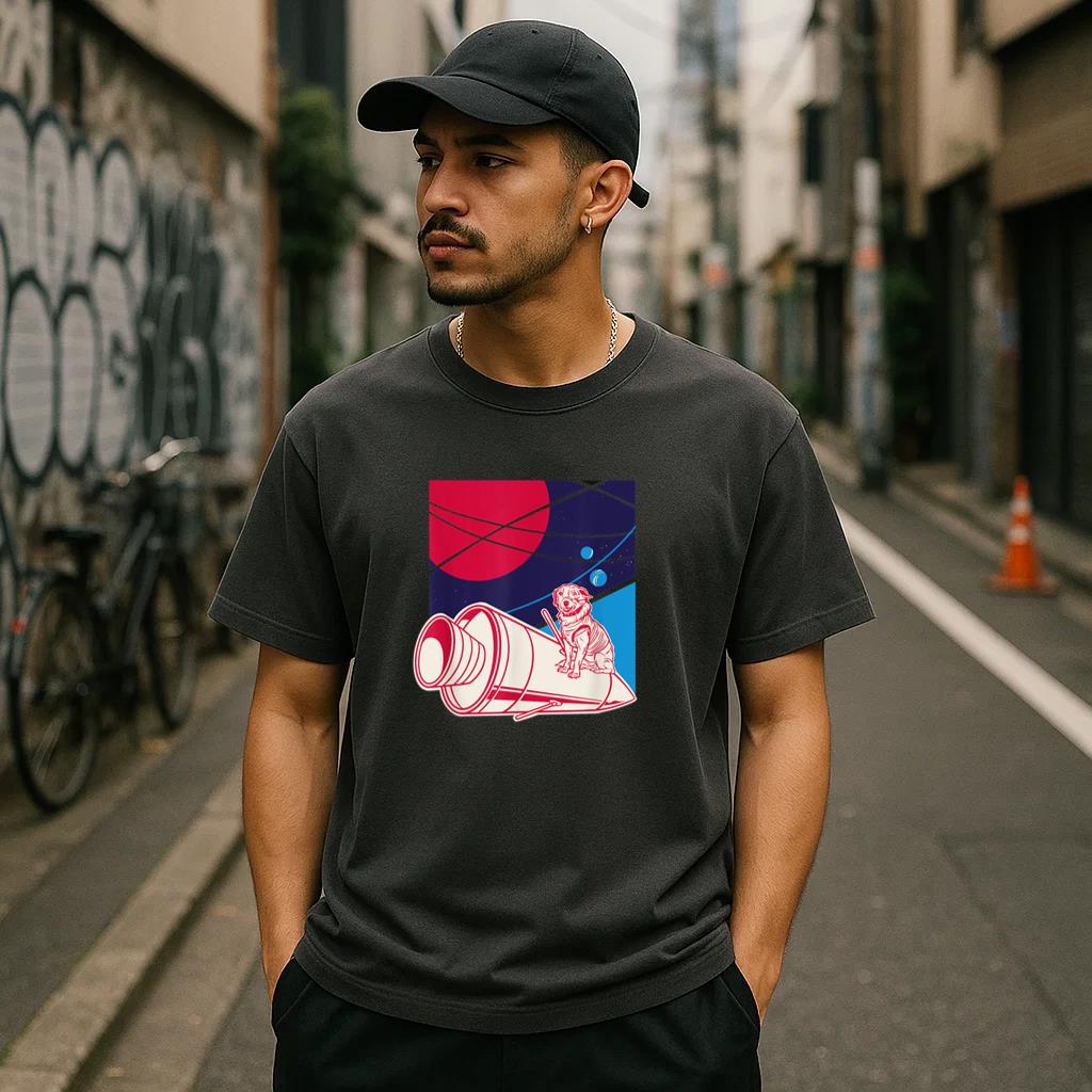 Dog In Space Rocket Planet T-Shirt image 2